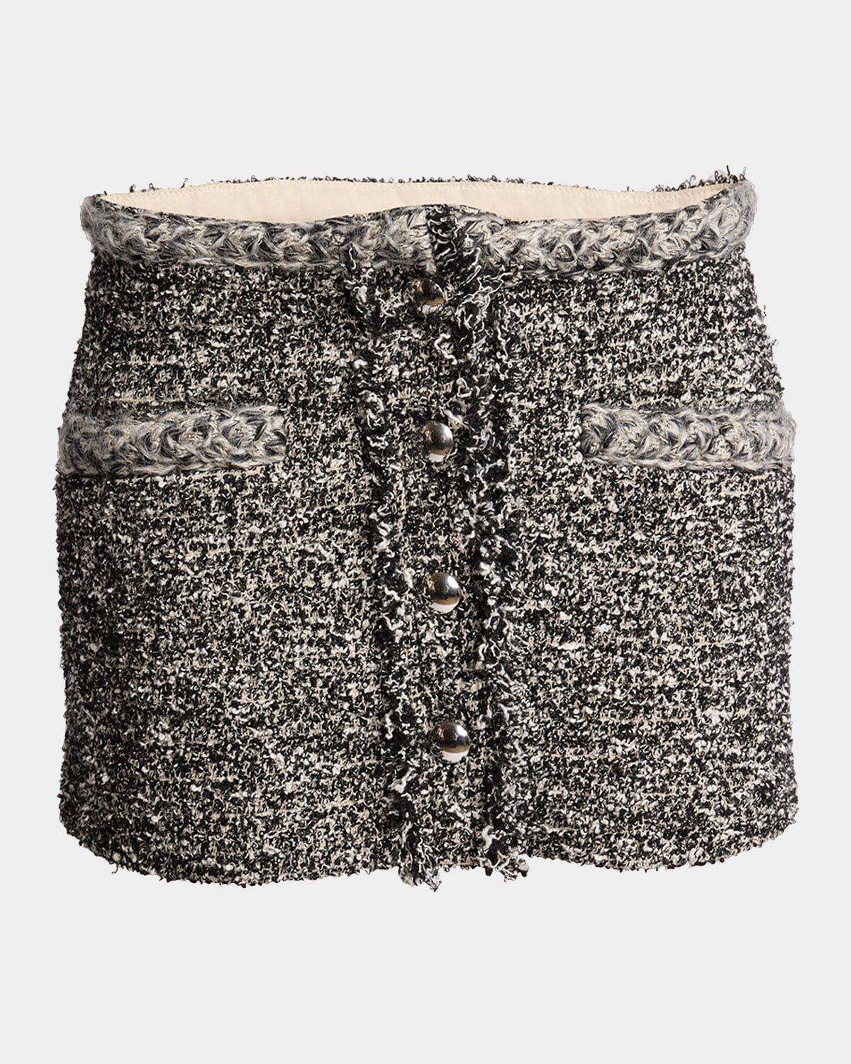 Gleny Braided-Trim Boucle Mini Skirt