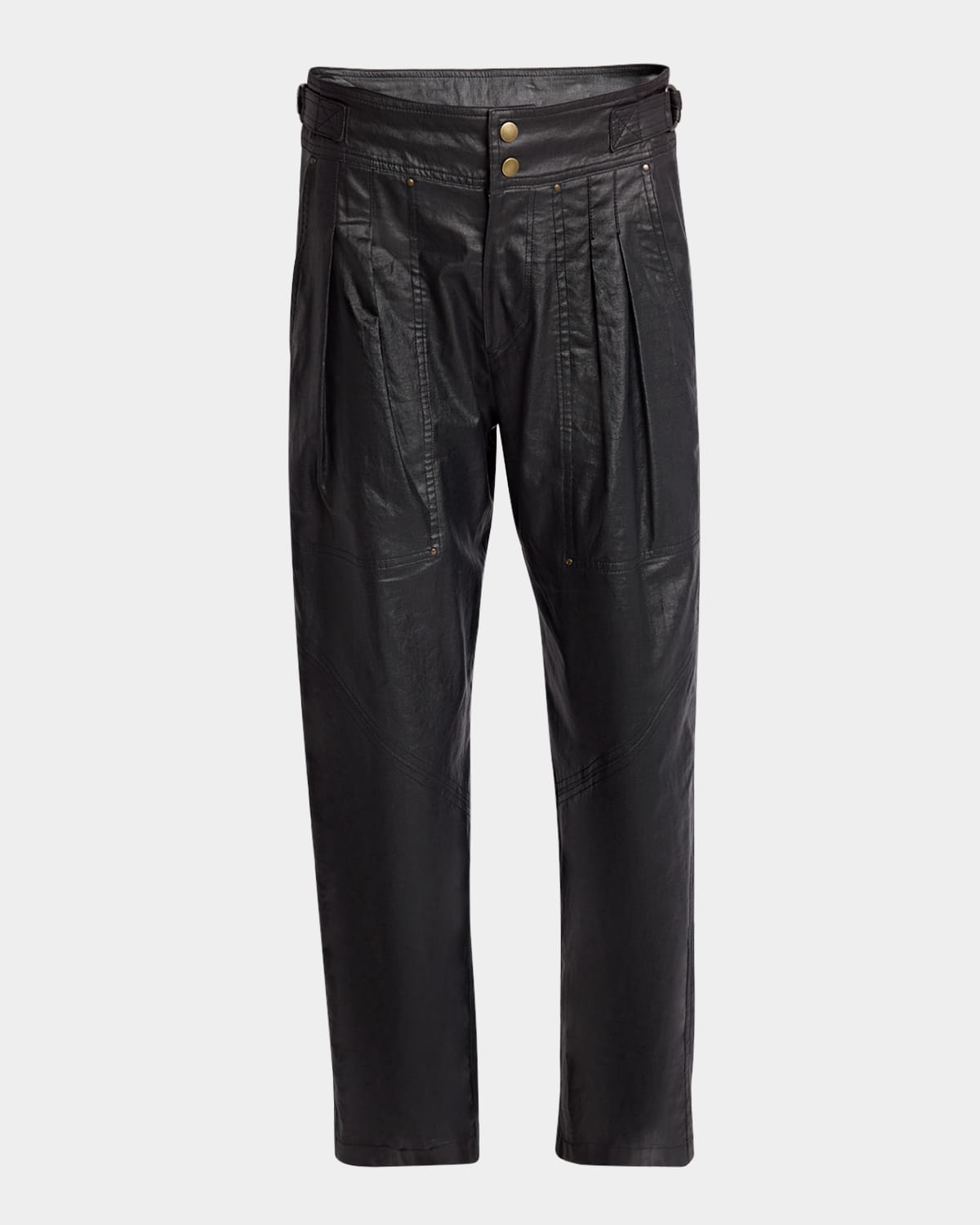 Isabel Marant Fidji Pleated Straight-leg Coated Linen Pants In Black