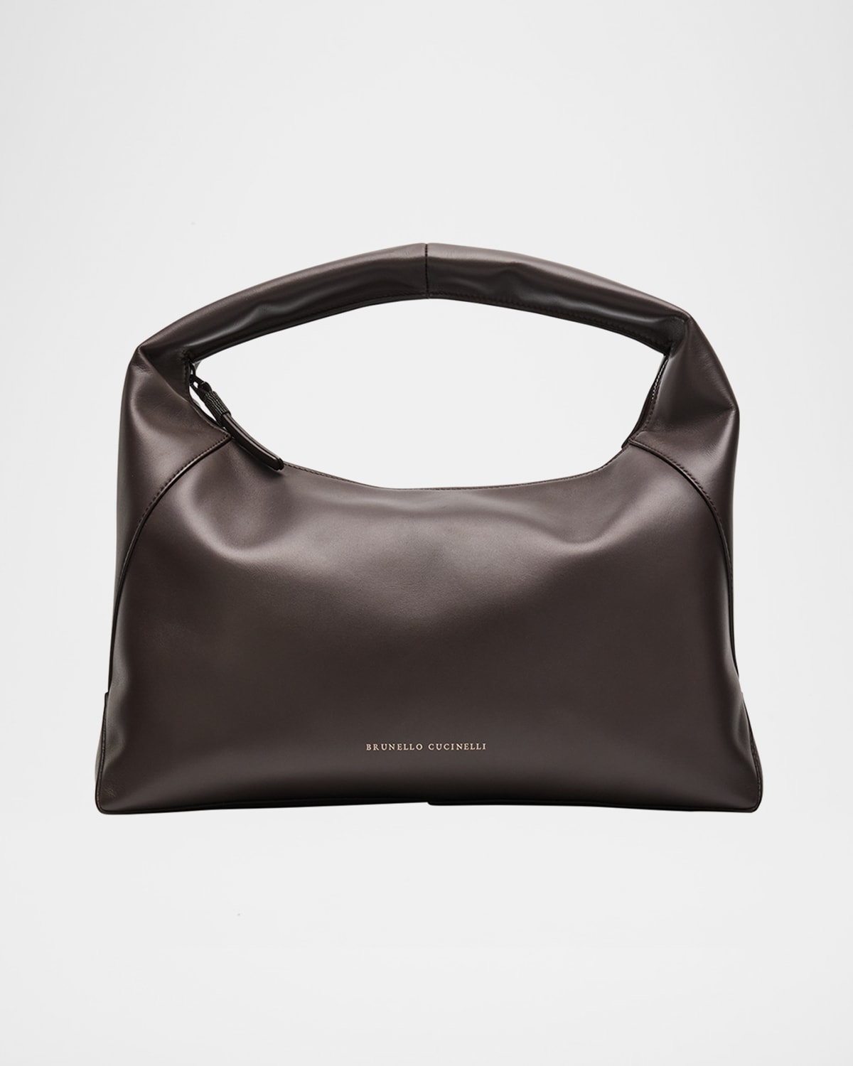 BRUNELLO CUCINELLI ZIP CALF LEATHER HOBO BAG 