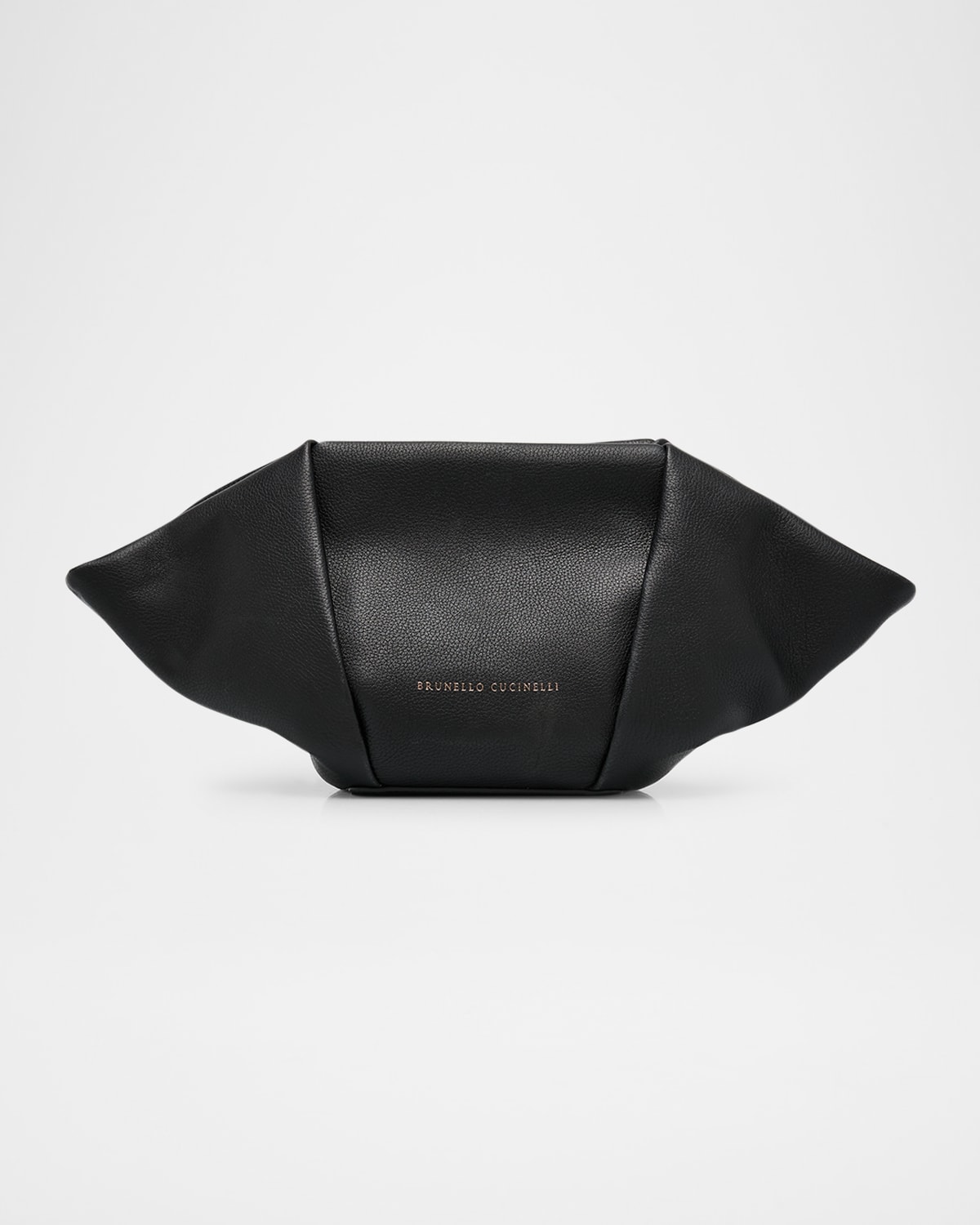 Shop Brunello Cucinelli Grained Leather Clutch Bag In Black
