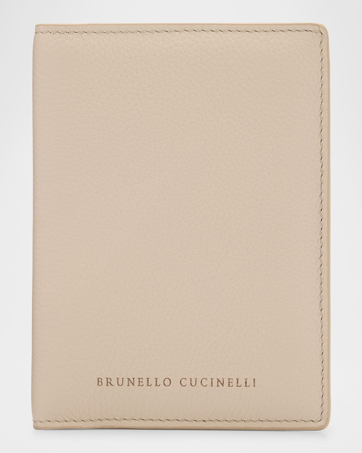 Brunello Cucinelli Flap Leather Card Holder In Ivory