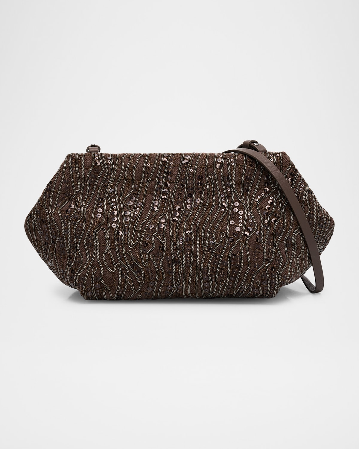 Pleated Mesh Monili Clutch Bag