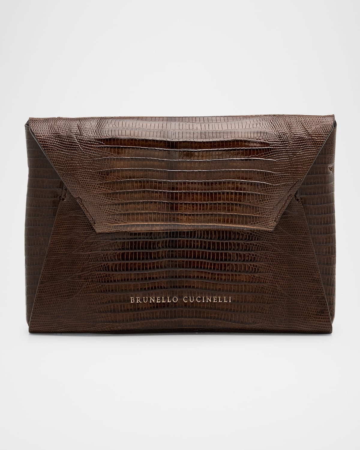 BRUNELLO CUCINELLI ENVELOPE FLAP LIZARD CLUTCH BAG 