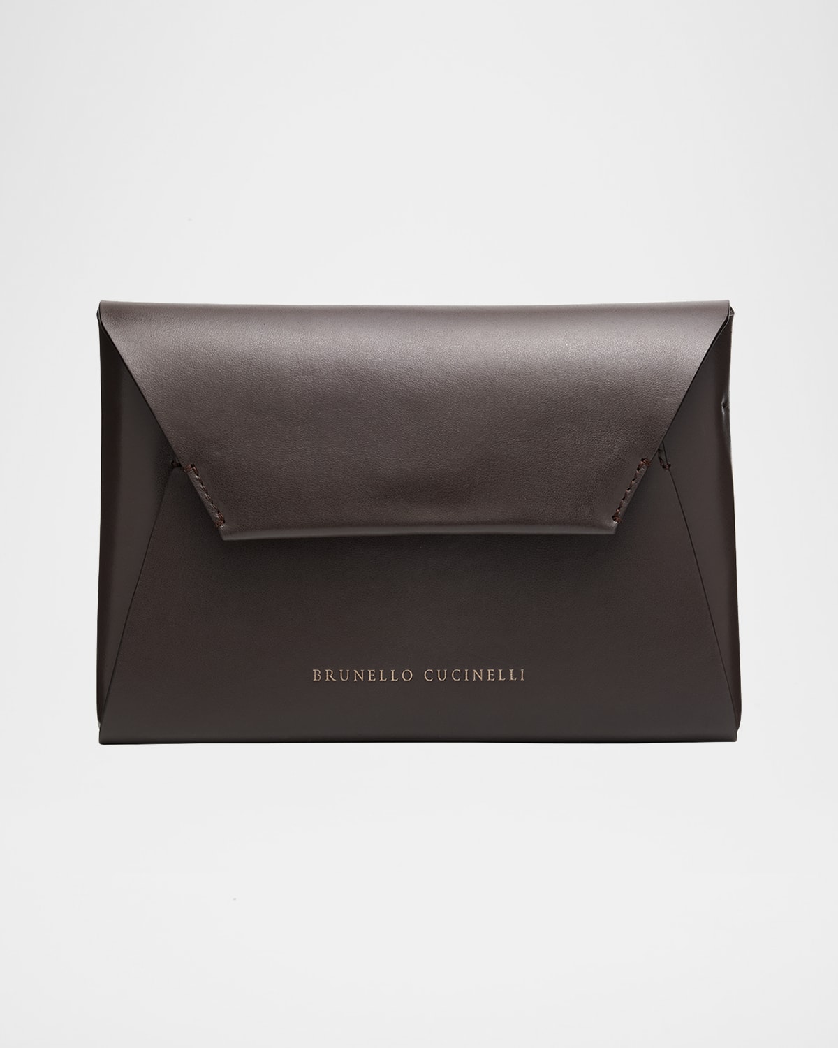 BRUNELLO CUCINELLI ENVELOPE FLAP LEATHER CLUTCH BAG 