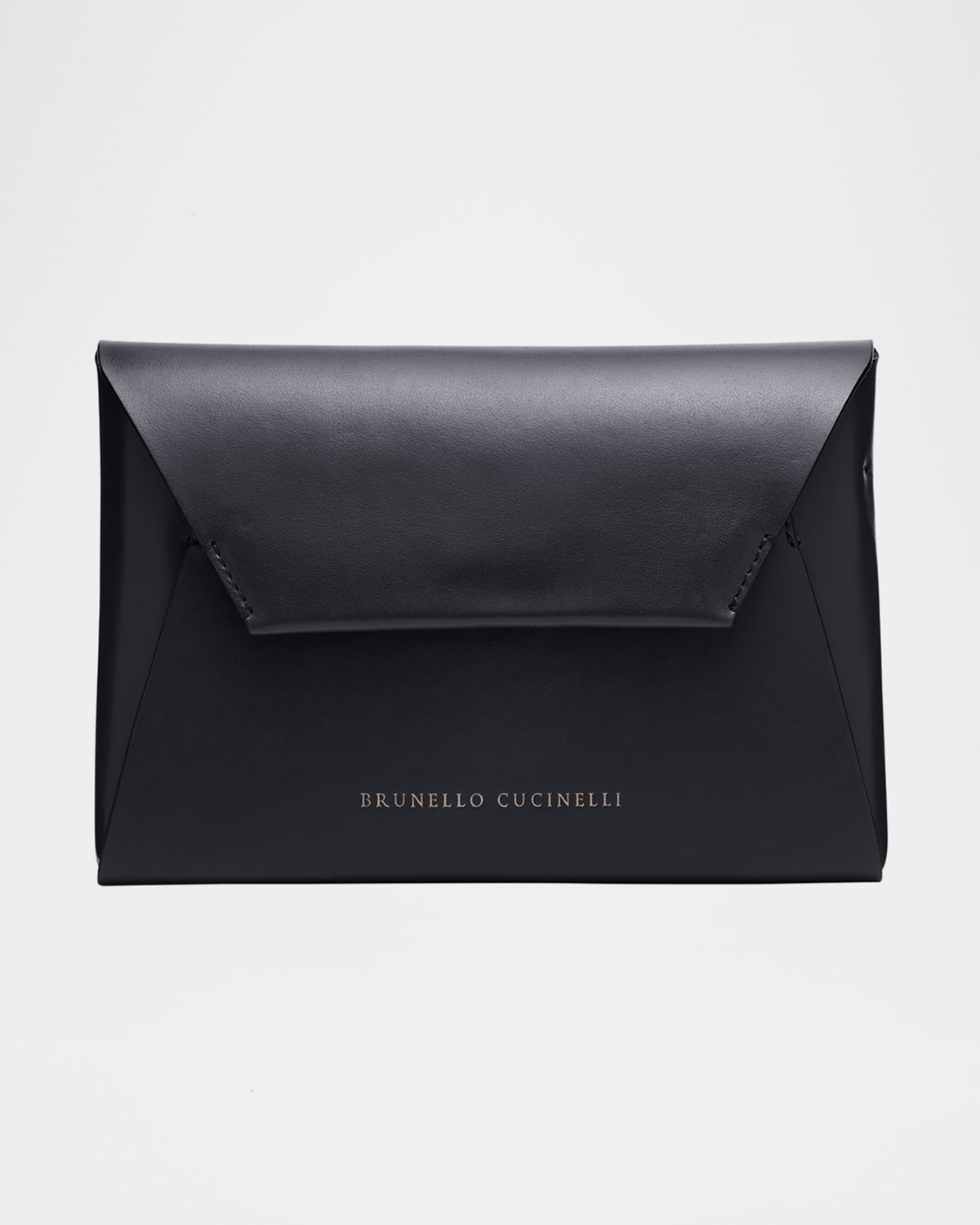 BRUNELLO CUCINELLI ENVELOPE FLAP LEATHER CLUTCH BAG 
