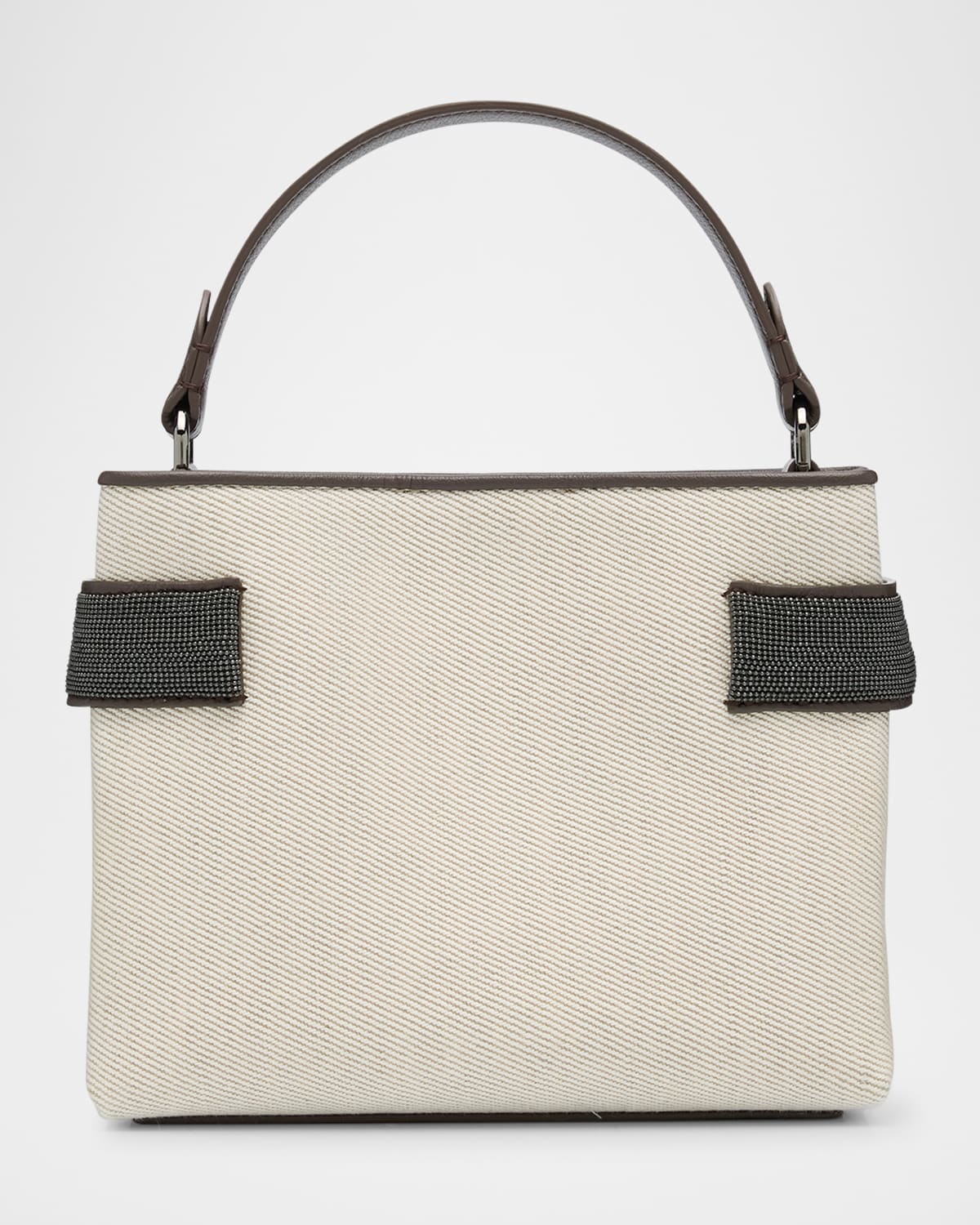 Shop Brunello Cucinelli Monili Canvas Top-handle Bag In Off White