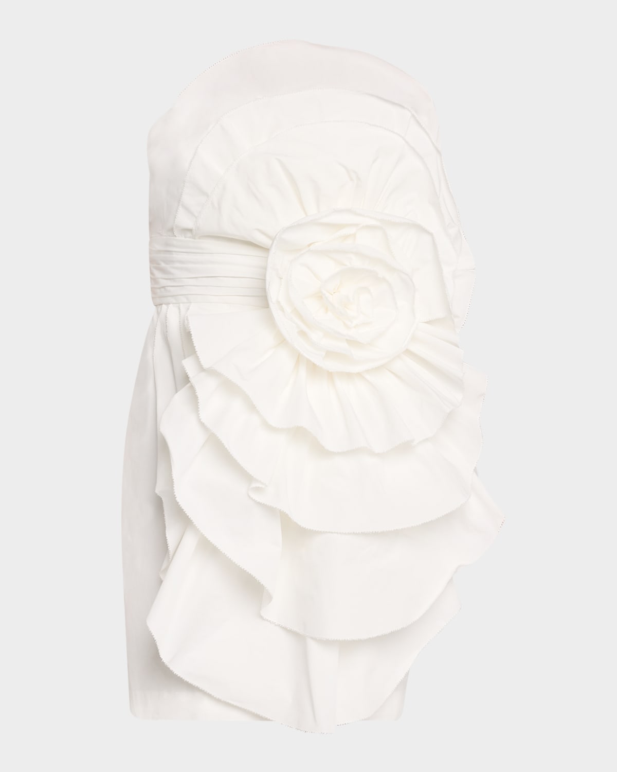 Strapless Ruffle Taffeta Mini Dress