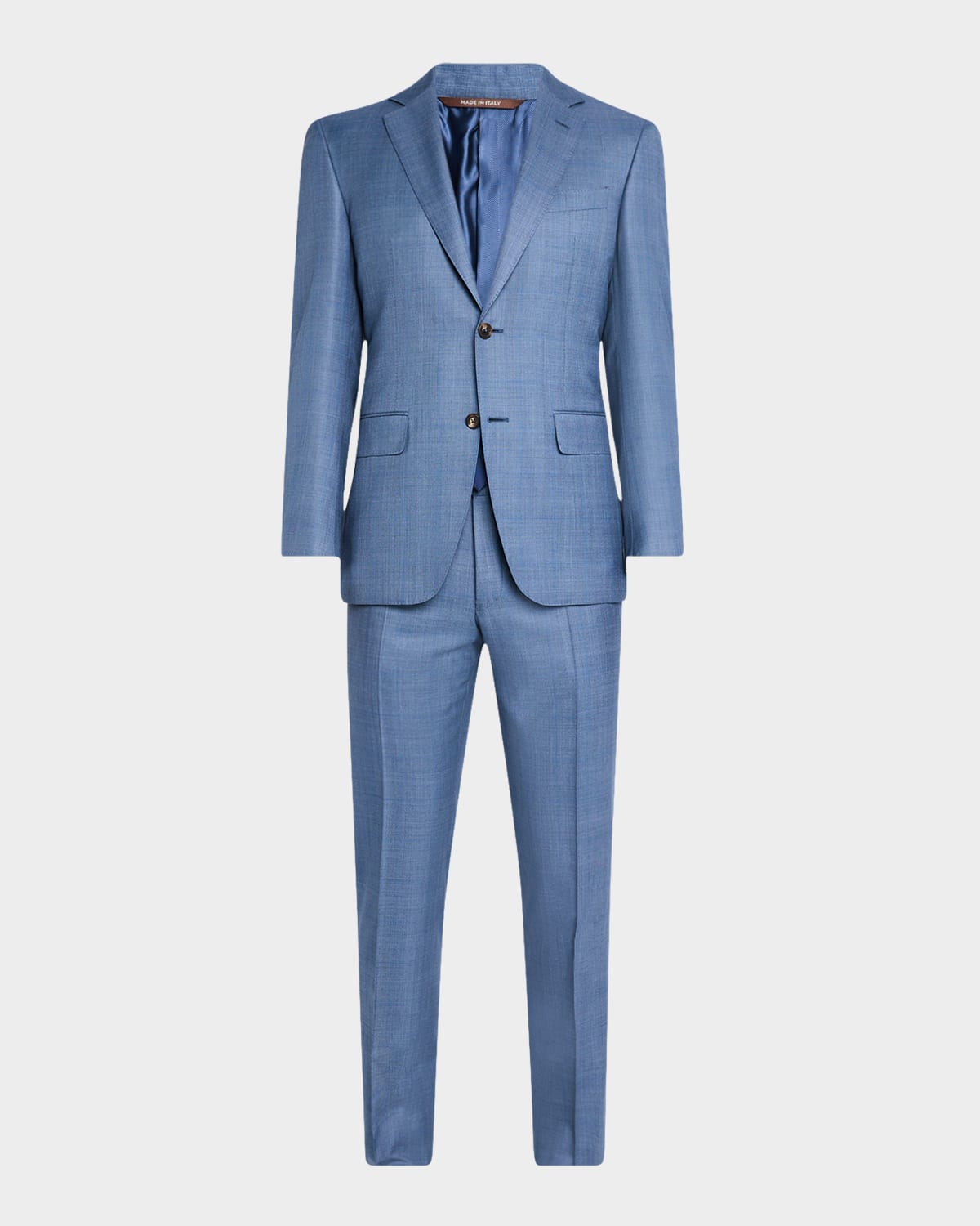 Canali Men's Wool-silk Windowpane Suit In Blue