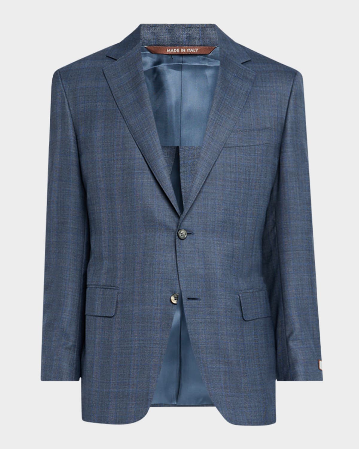 Canali Men's Wool-silk Plaid Suit In Blue