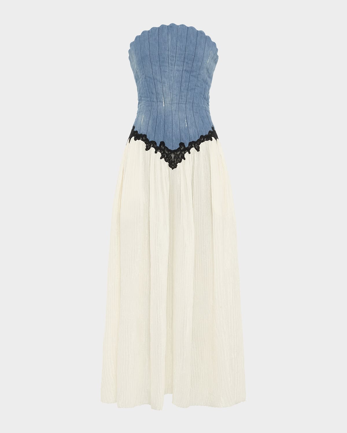 Gleen Strapless Denim Corset Maxi Dress