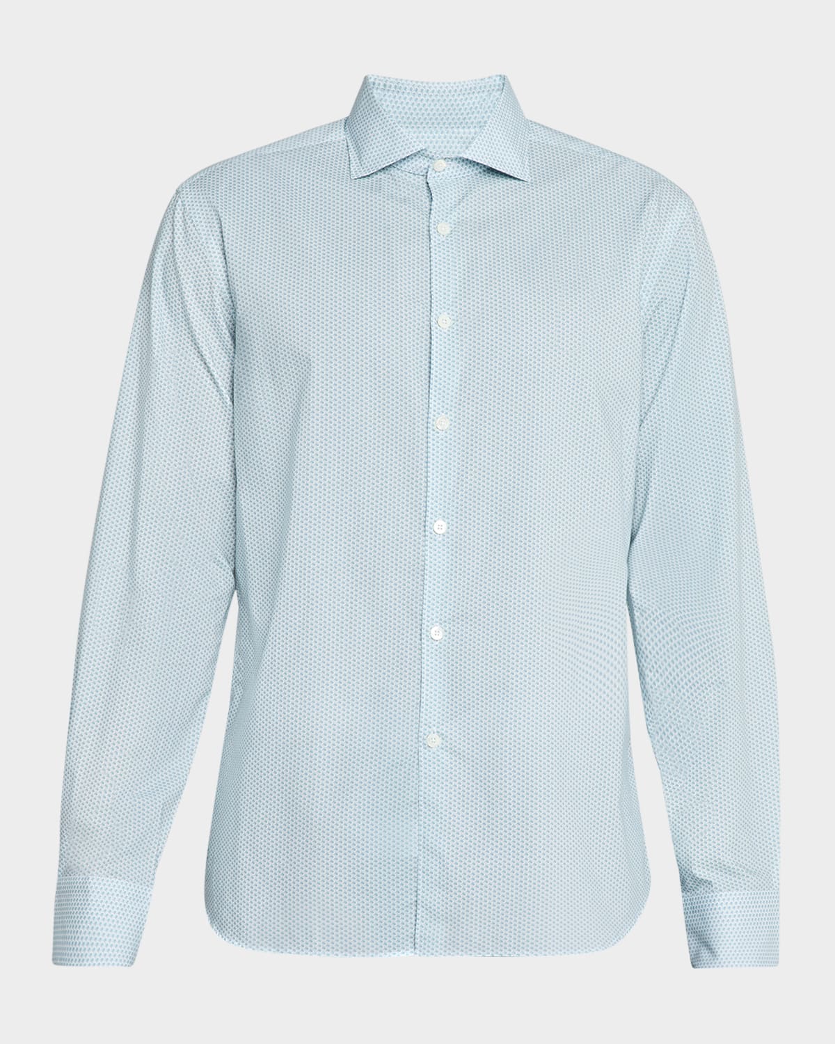 Canali Men's Micro-geometric Sport Shirt In Green