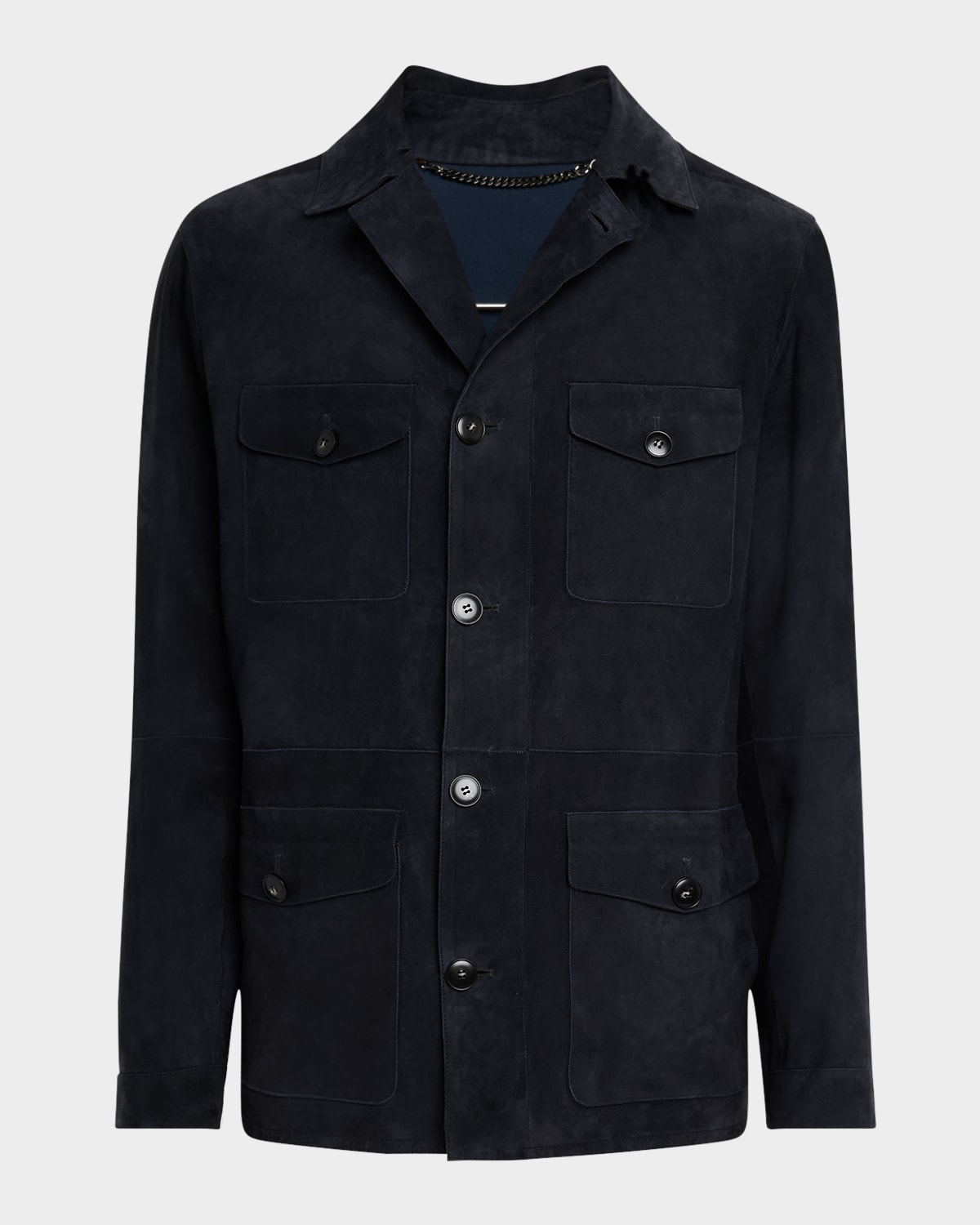 Canali Multi-pocket Shirt Jacket In Blue