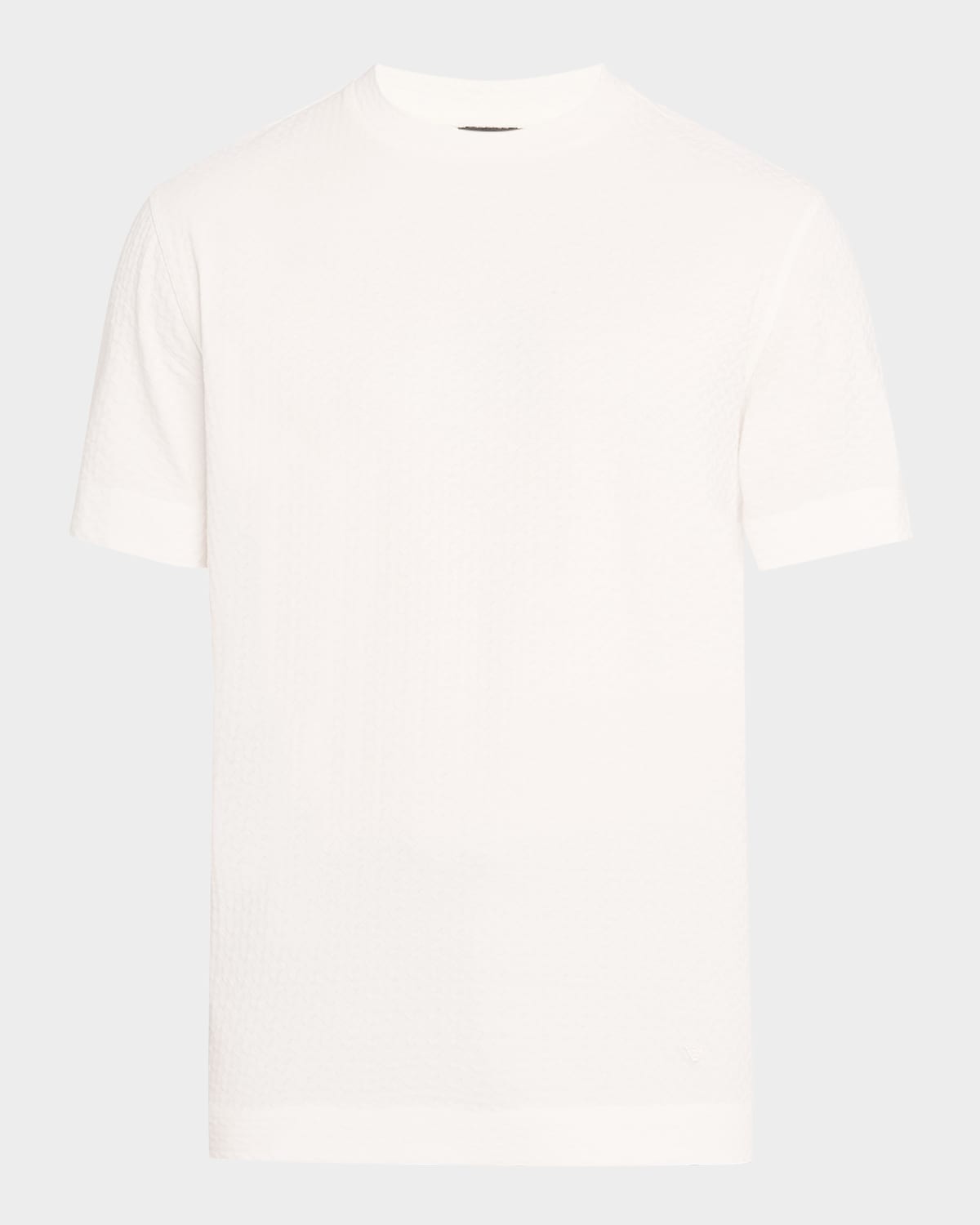 Emporio Armani Textured Knit Sweater In Cream White With Round Neckline In White
