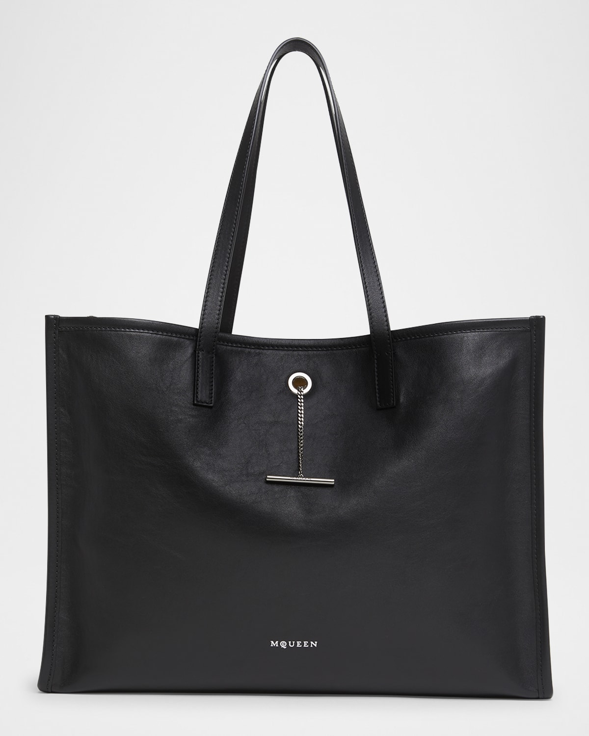 Alexander Mcqueen T-bar Pendant Tote In Black/silver