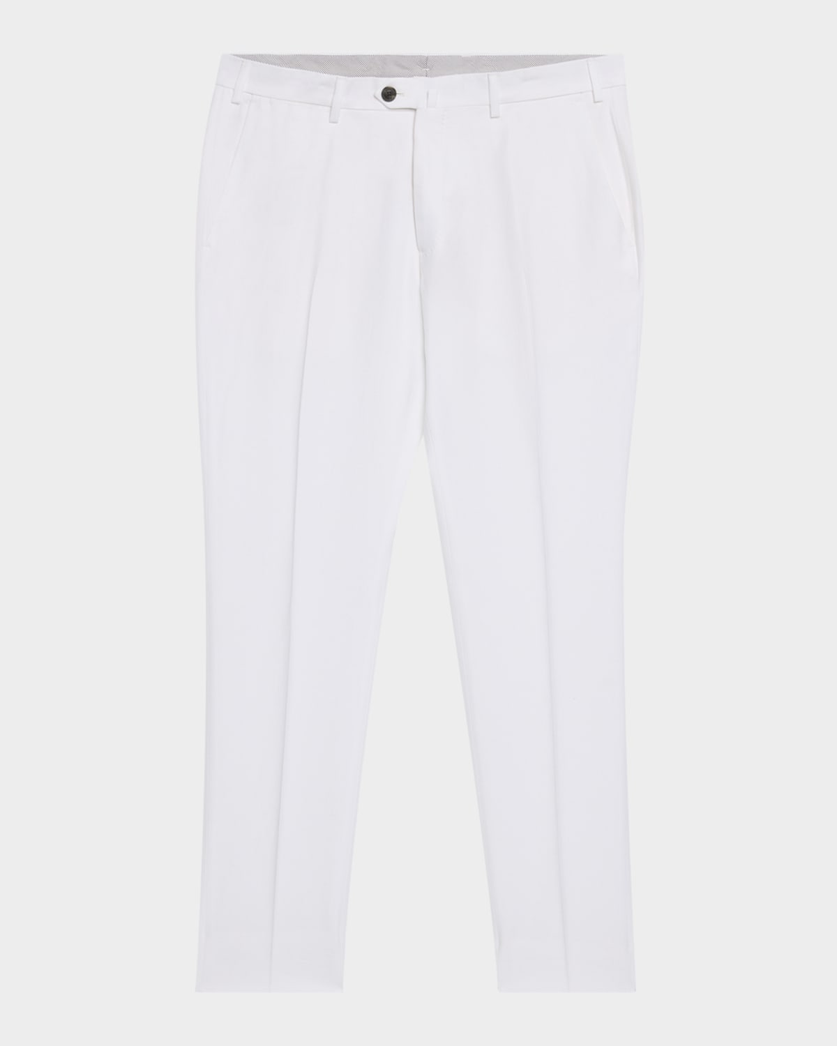 Emporio Armani Men's Lyocell Twill Flat-front Trousers In White