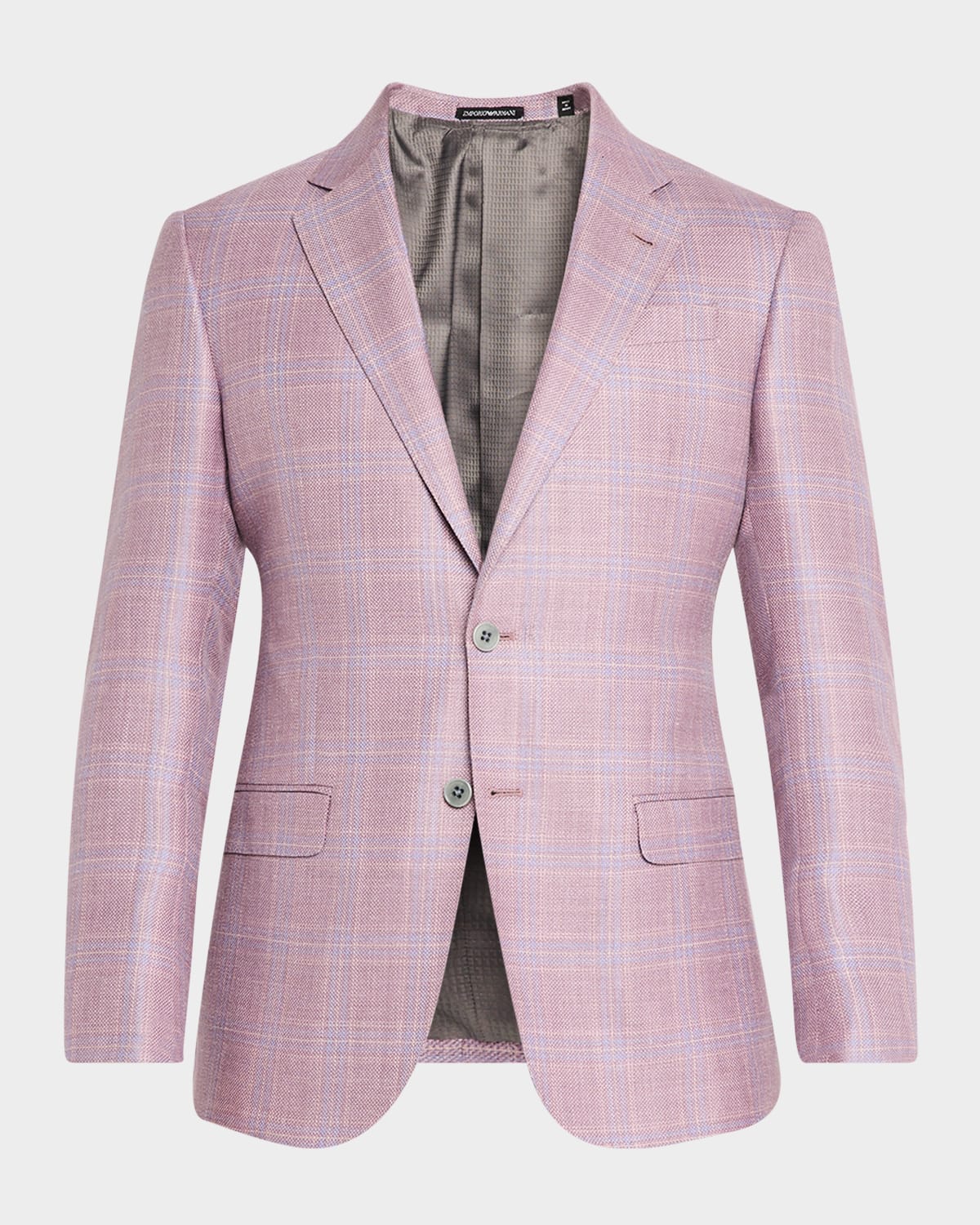 Emporio Armani Men's Textured Plaid Sport Coat In Pastel Pink
