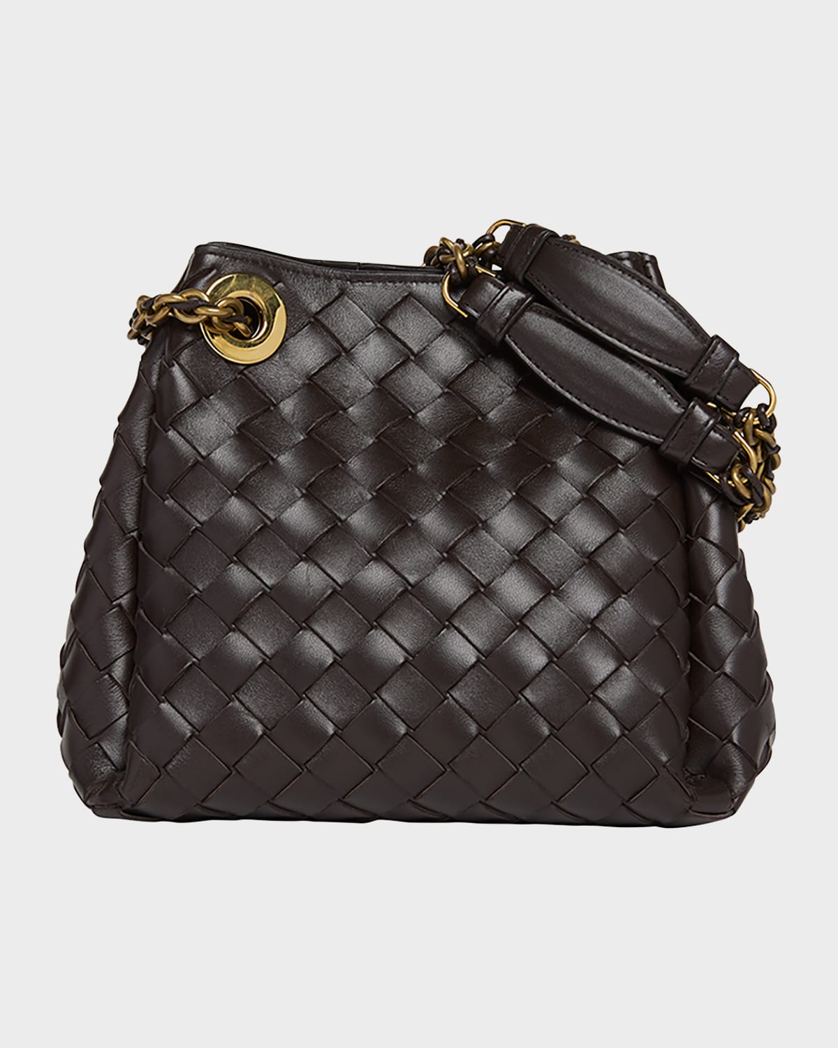 Bottega Veneta Black Intrecciato Leather Two-way Handbag In Fondant