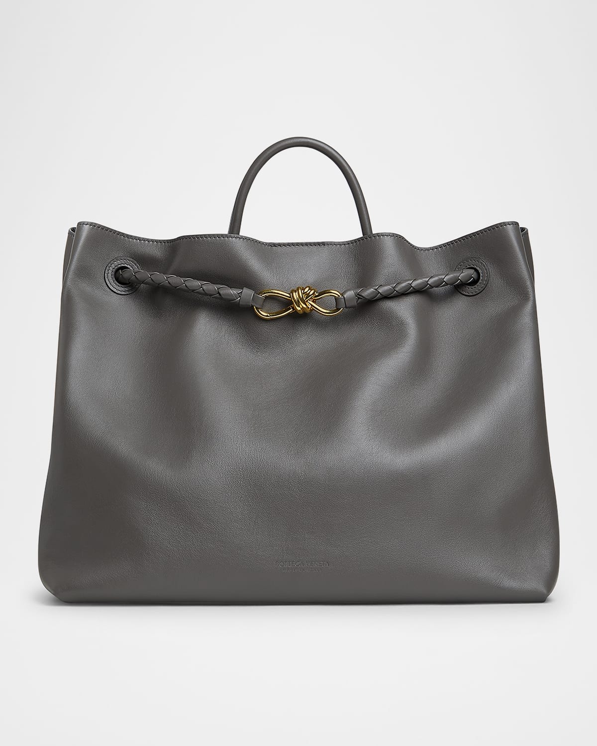 Bottega Veneta Large Andiamo Leather Top-handle Bag In Lapilli Travertine
