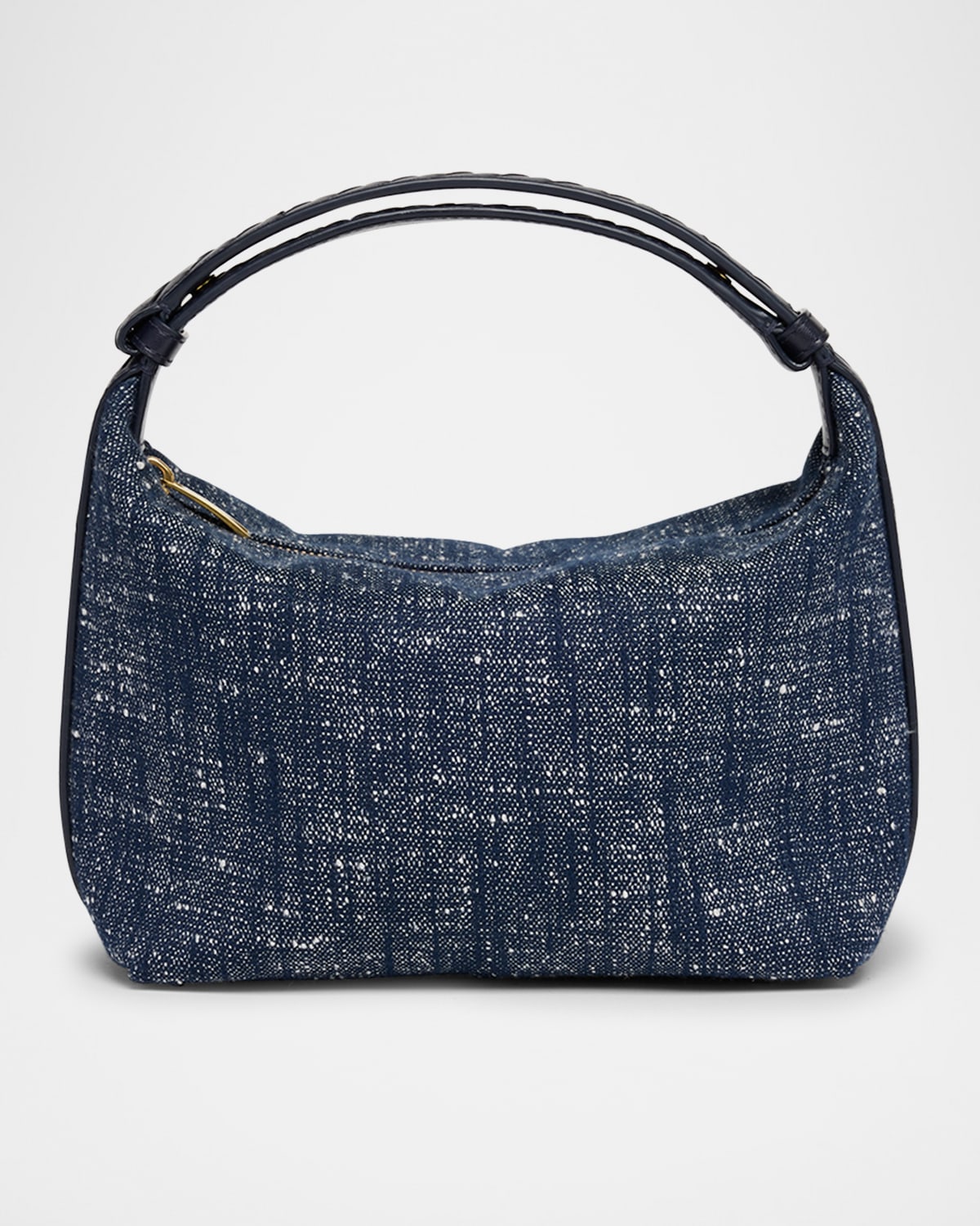 Shop Bottega Veneta Mini Wallace Denim Boucle Shoulder Bag In Navy