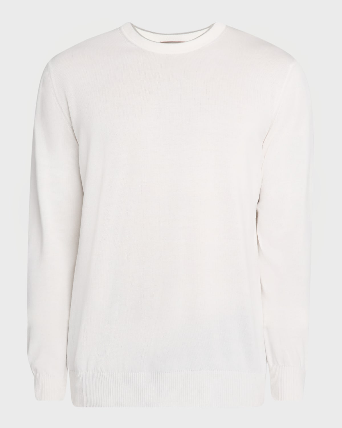 Canali Men's Cotton Tipped Crewneck Sweater In White
