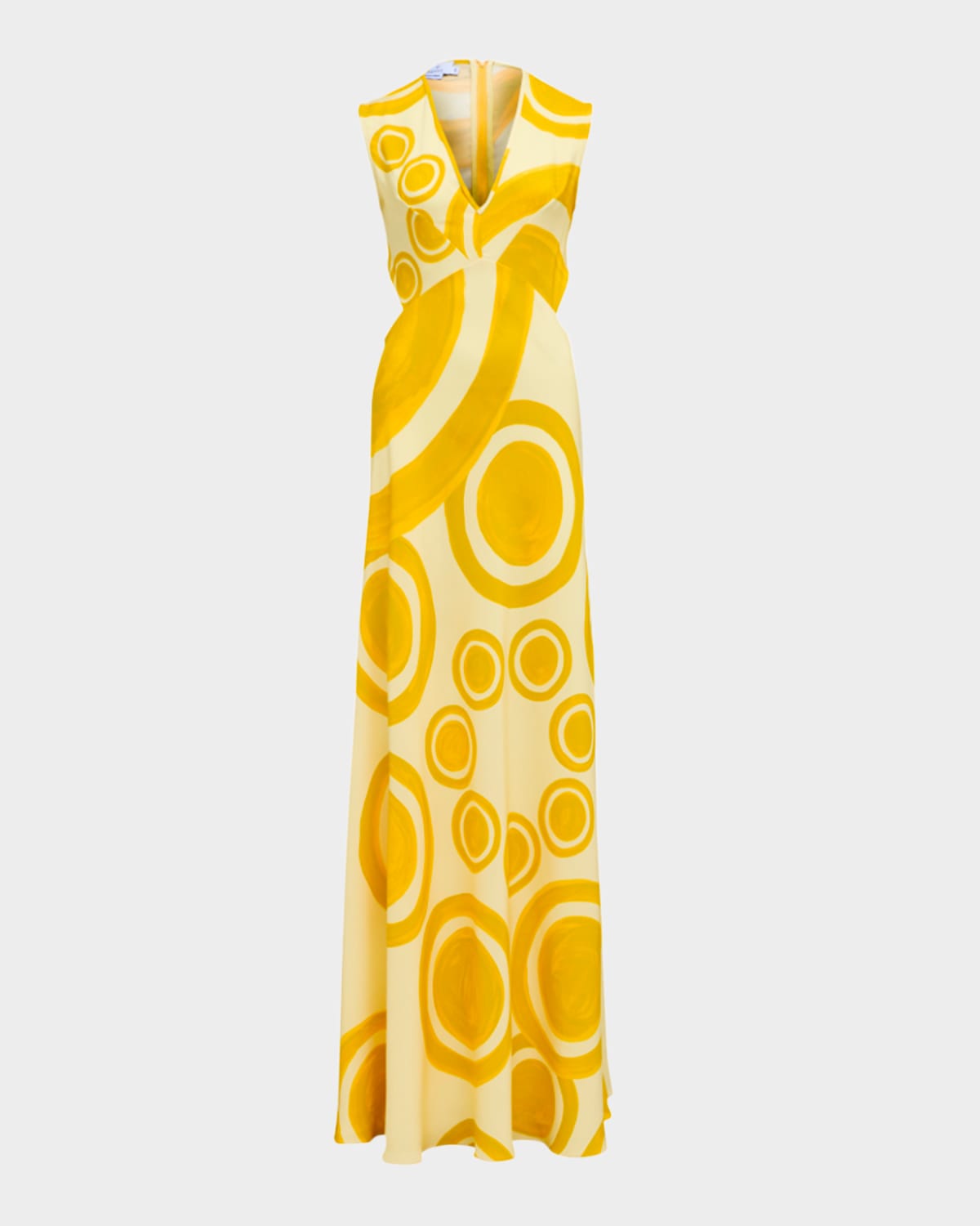Theros Cutout Circle-Print Silk Gown