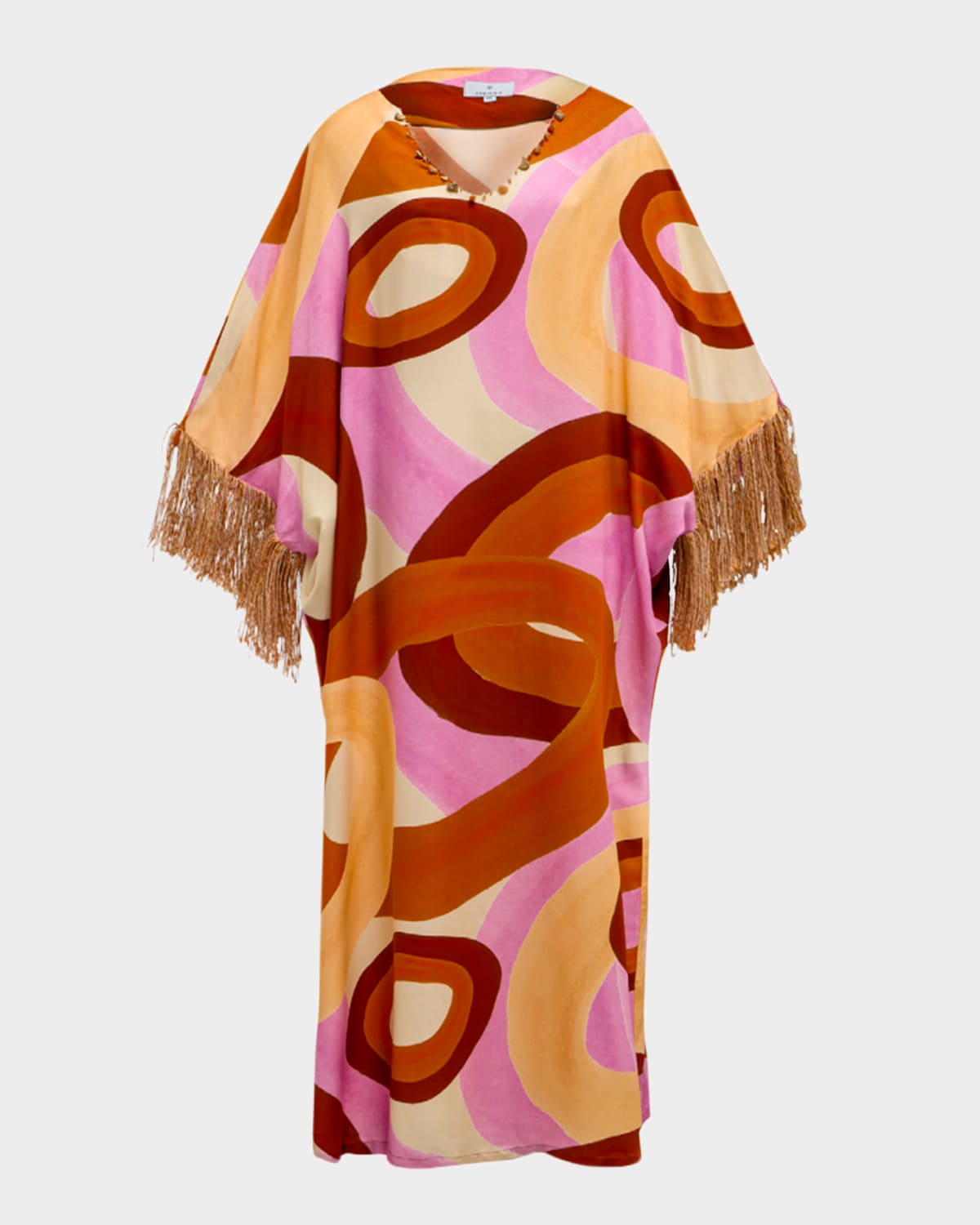 THEMIS Z TERRA GEOMETRIC-PRINT FRINGE CAFTAN 