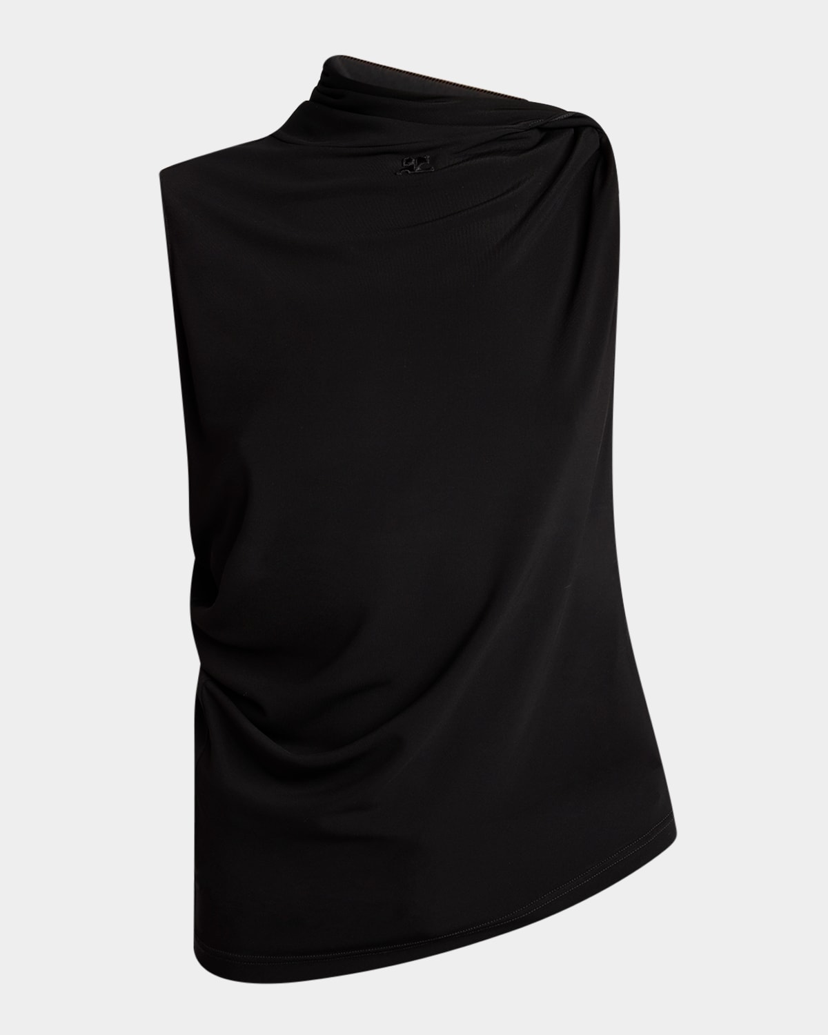 Shop Courrèges Twisted High-neck Scuba Knit Tnak Top