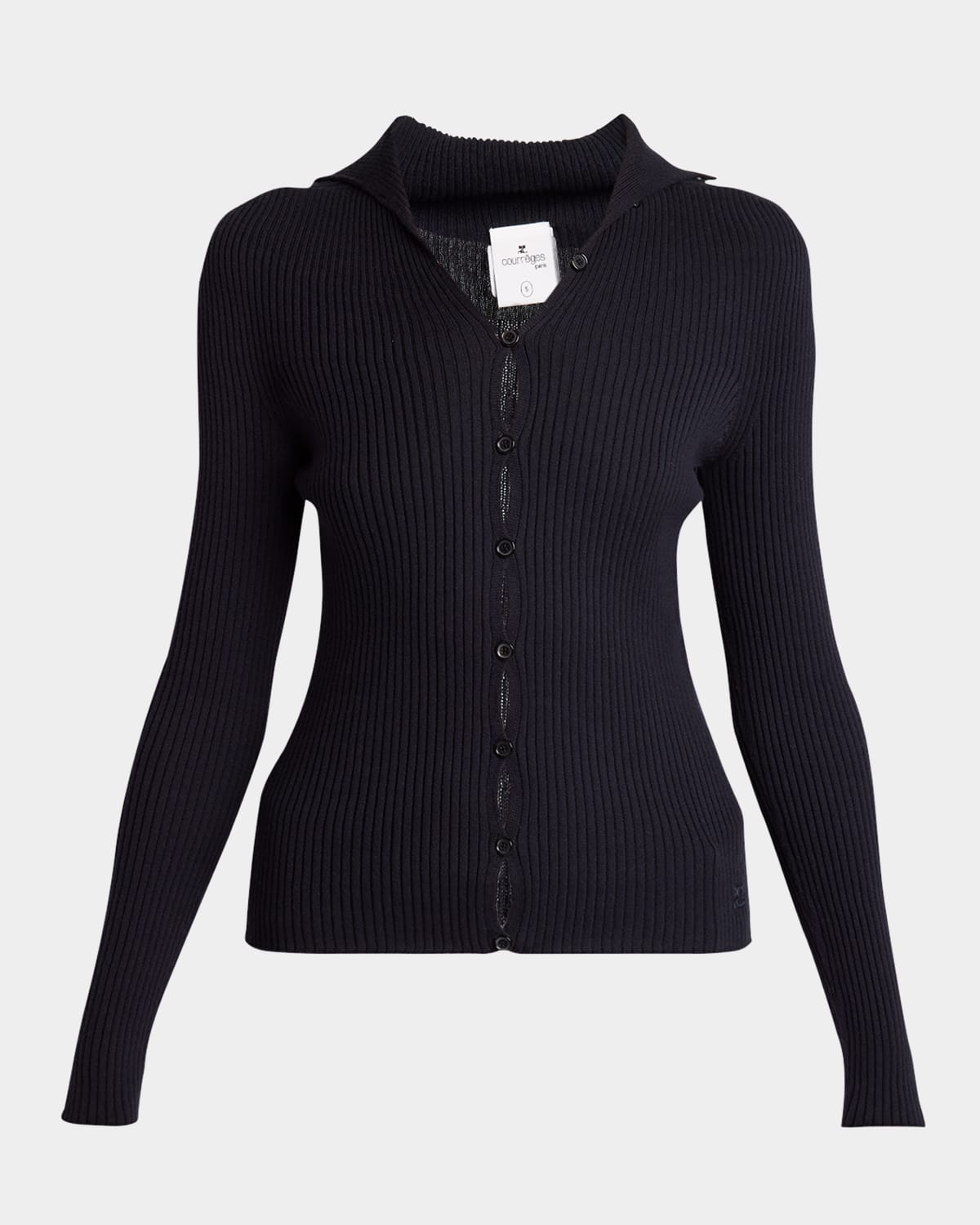 Courrèges Solar Light Rib Cardigan In Navy
