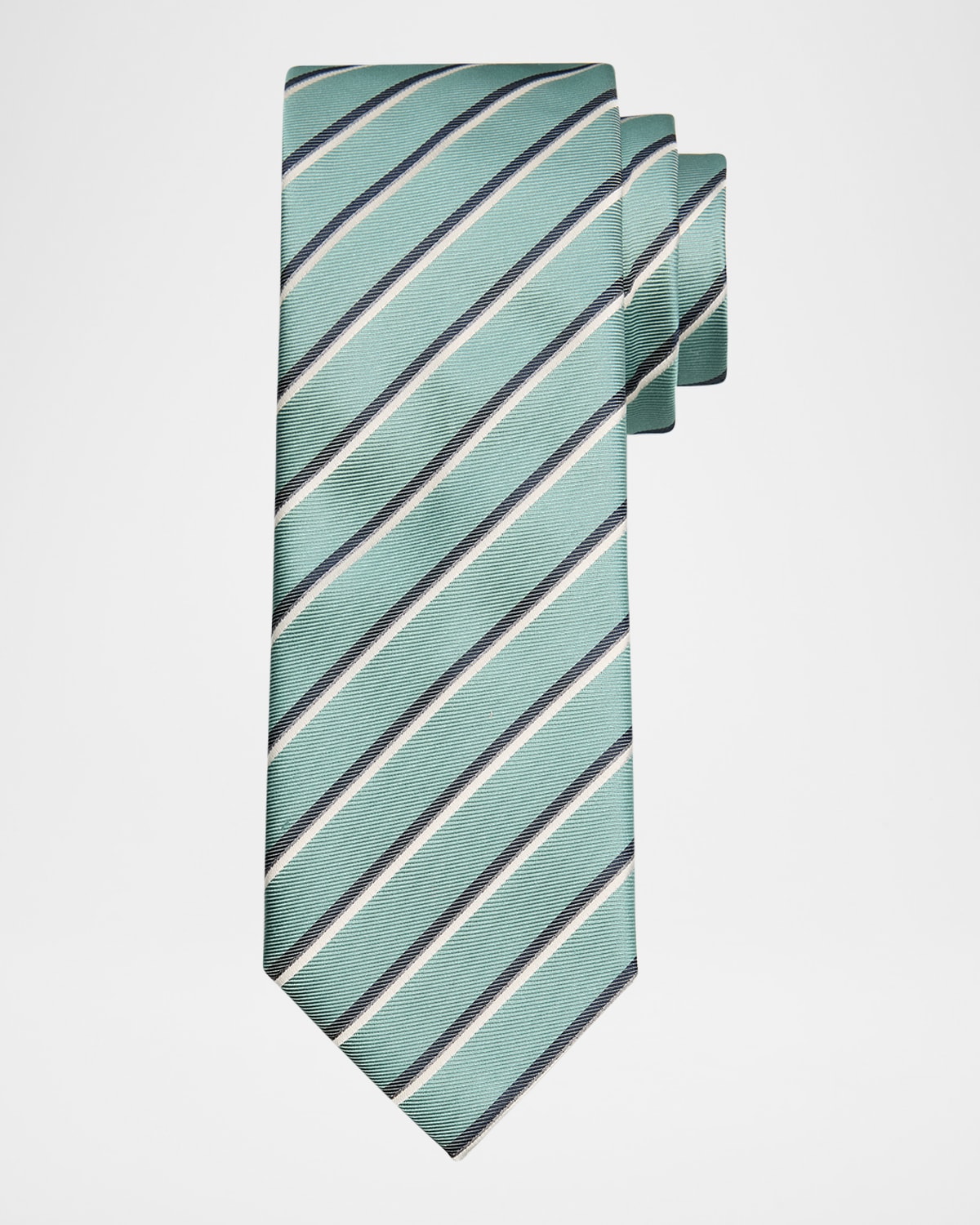 Canali Men's Diagonal Striped Tie In Green
