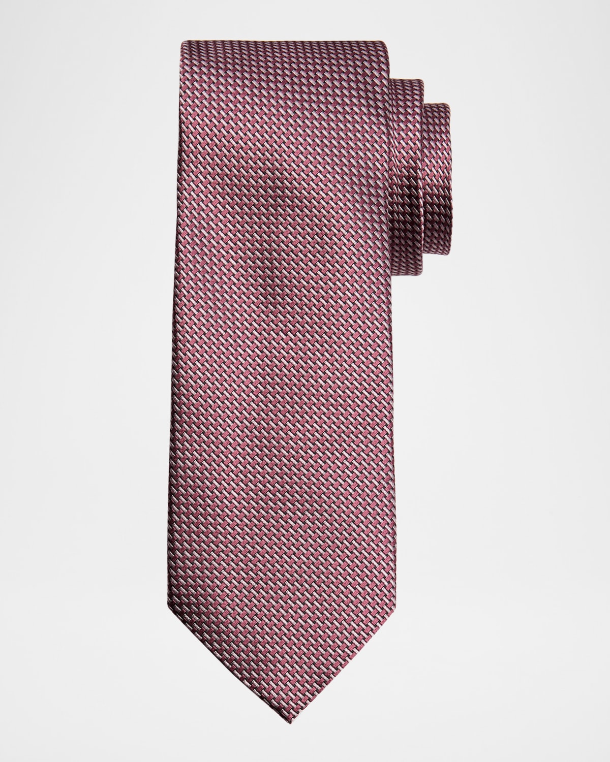Canali Silk Classic Grid Tie In Pink