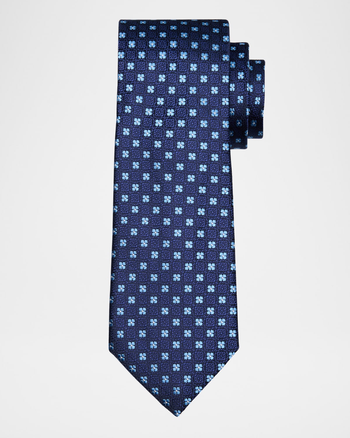 Canali Silk Classic Floral Tie In Dark Blue