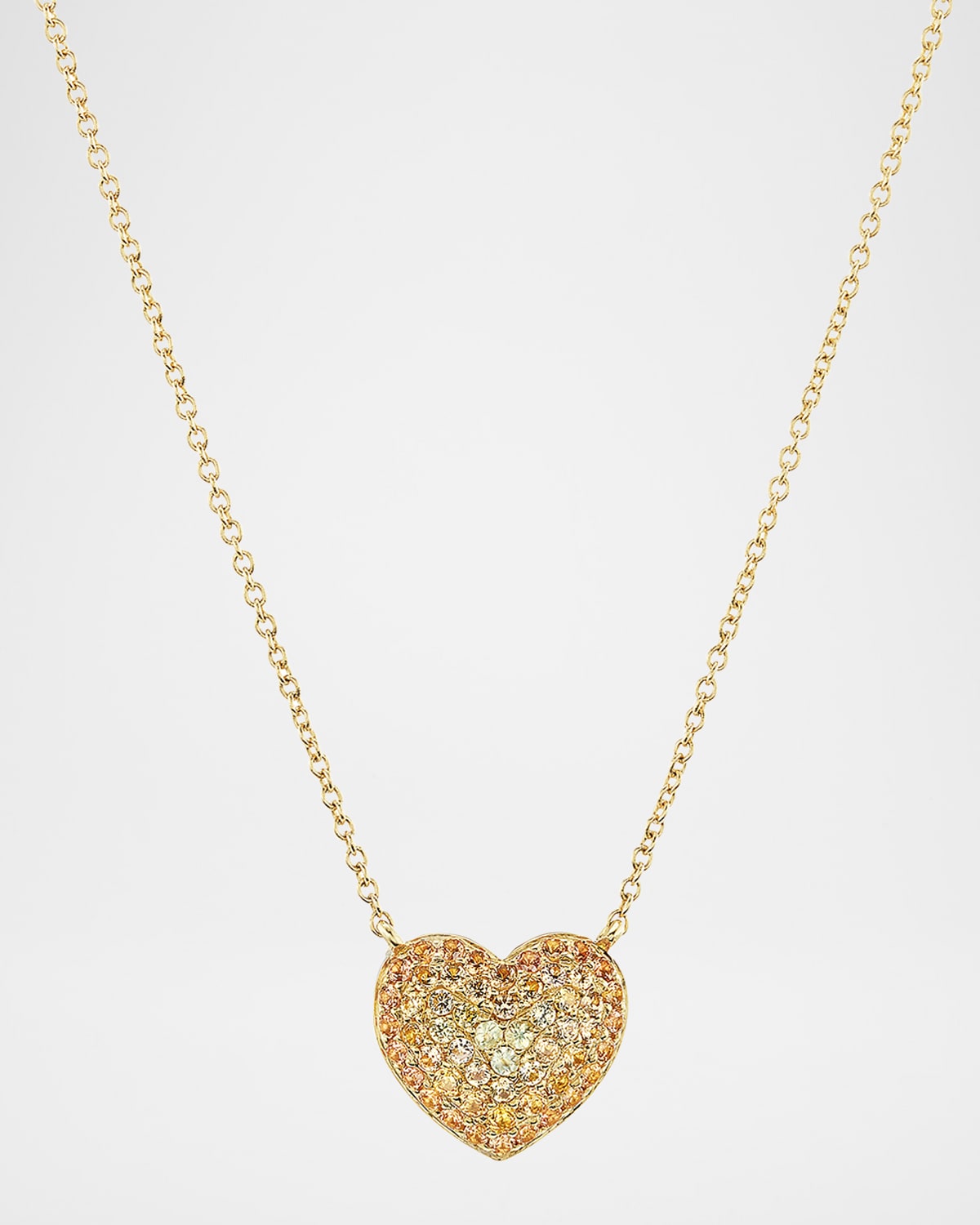 Lucy Ombré Heart Sapphire Necklace in 18K Yellow Gold, 16"