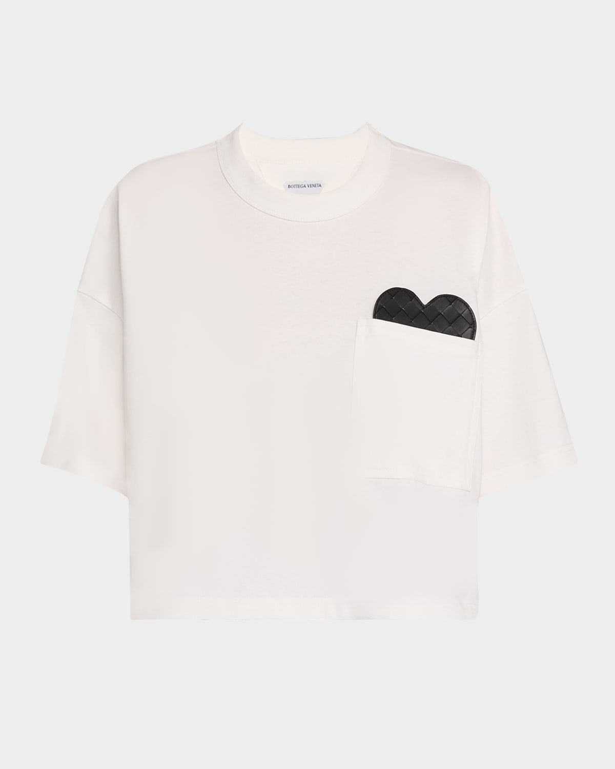 Bottega Veneta White Short-sleeved Crop T-shirt With Heart In Yellow