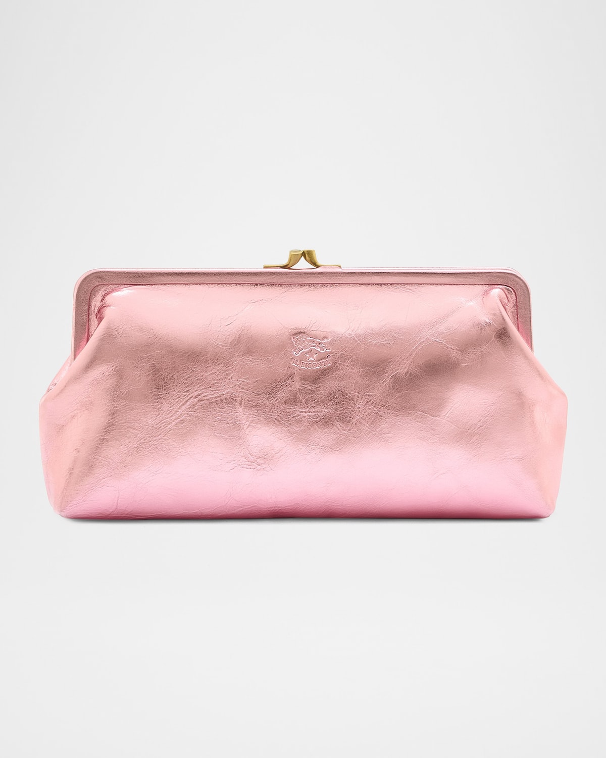 Il Bisonte Manuela Metallic Leather Clutch Bag