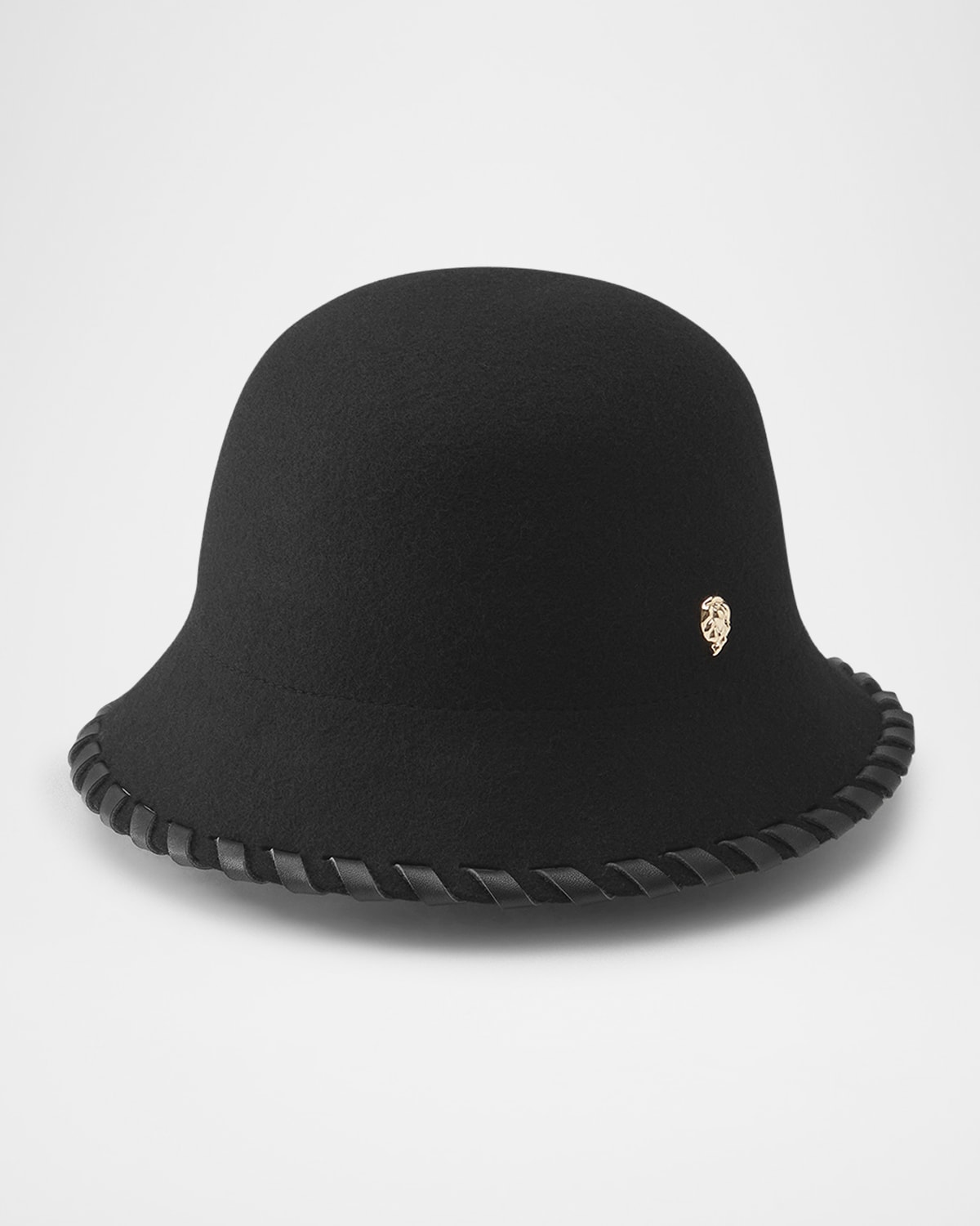 Helen Kaminski Liana Woven Leather & Wool Fedora Hat In Black