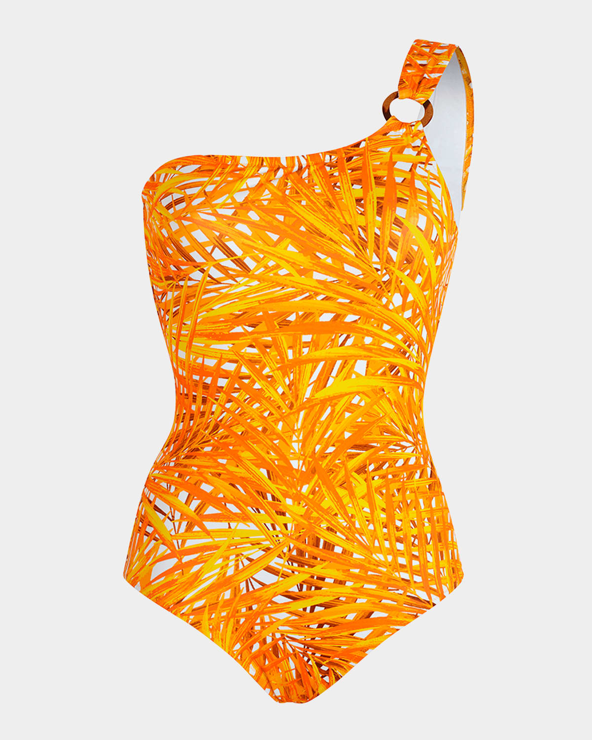 Shop Vilebrequin Palm Leaves Jersey One-piece Swimsuit In Mangue