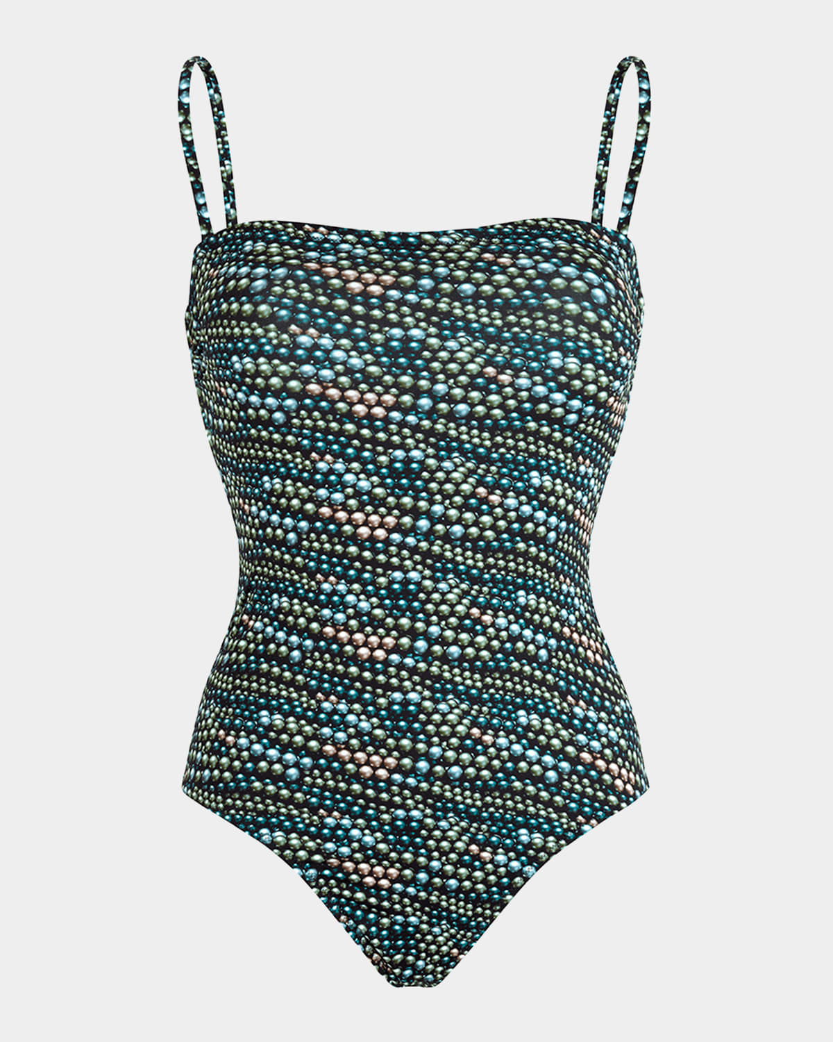 Shop Vilebrequin Pearl Jersey Bandeau One-piece Swimsuit In Noir