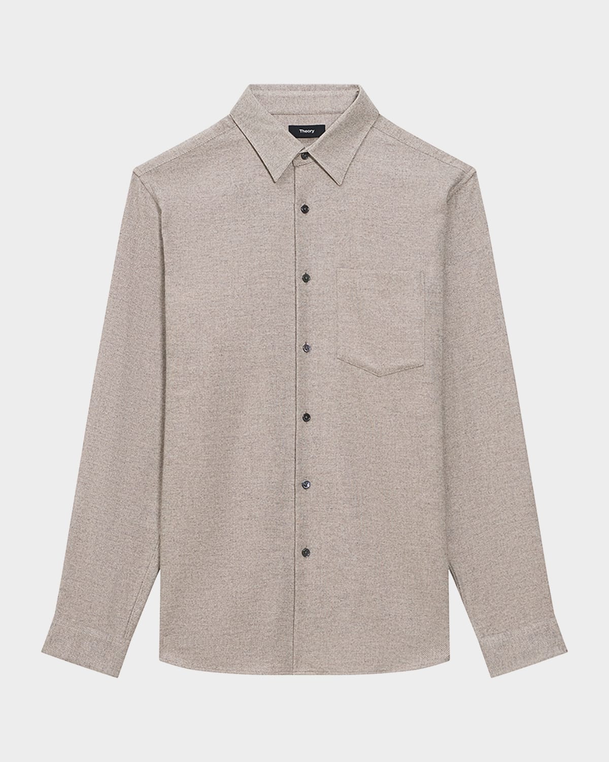 Theory Irving Twill Button-up Shirt In Taupe Mlge