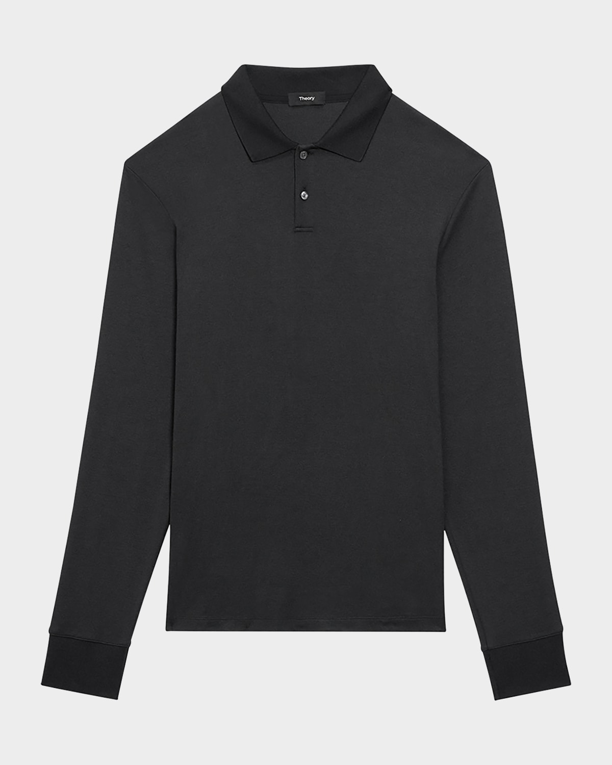 Theory Clinton Supima Cotton Regular Fit Long Sleeve Polo Shirt In Black