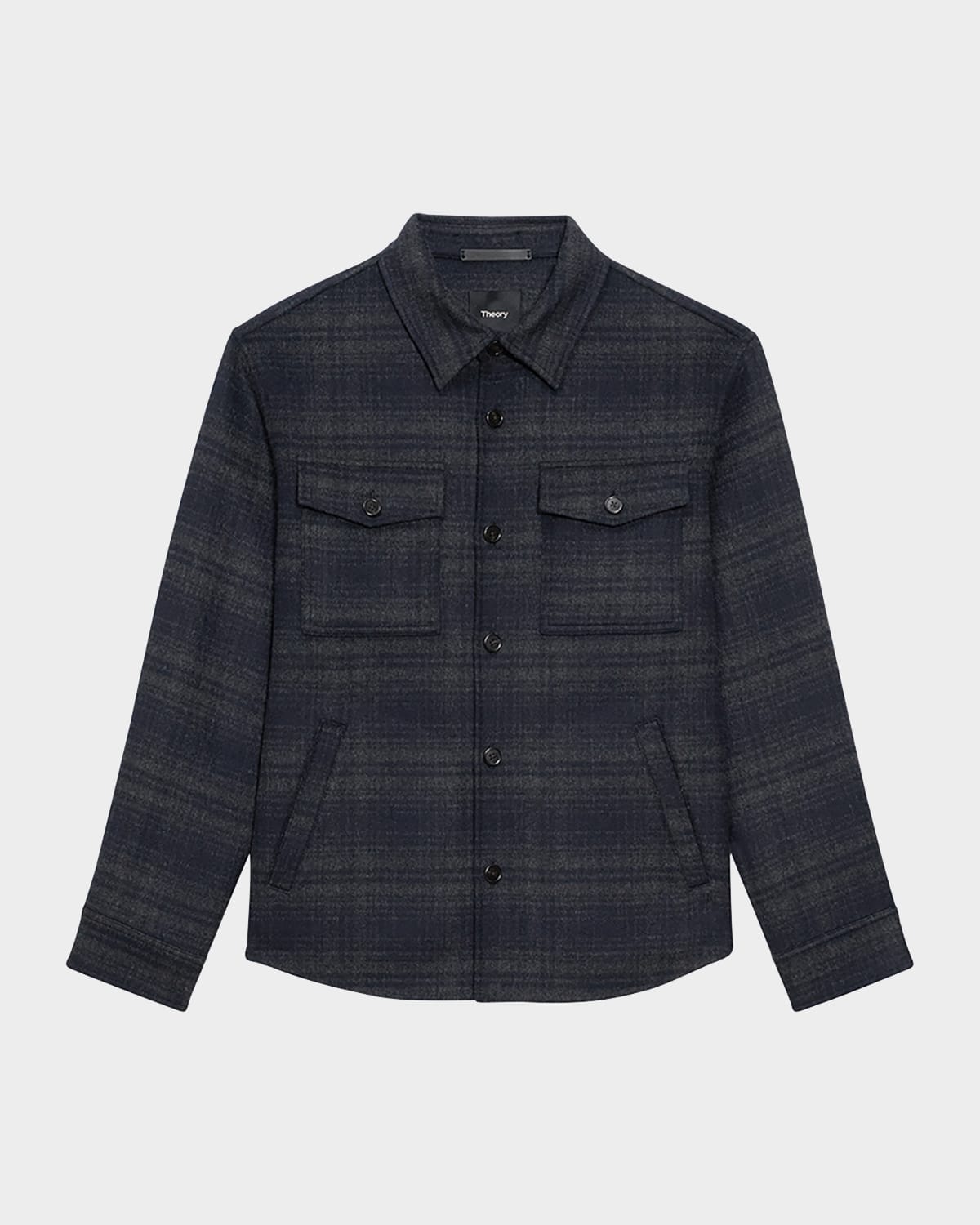 Theory Men's Wool-cashmere Plaid Overshirt In Bltc Mlt