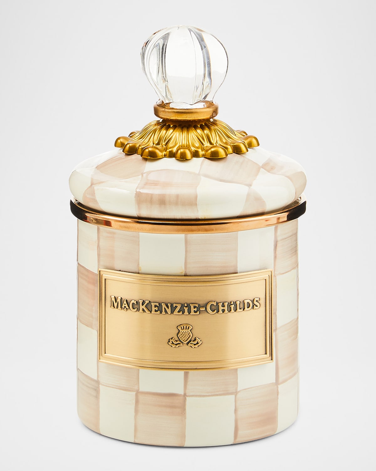 Mackenzie-childs Mocha Check Mini Canister