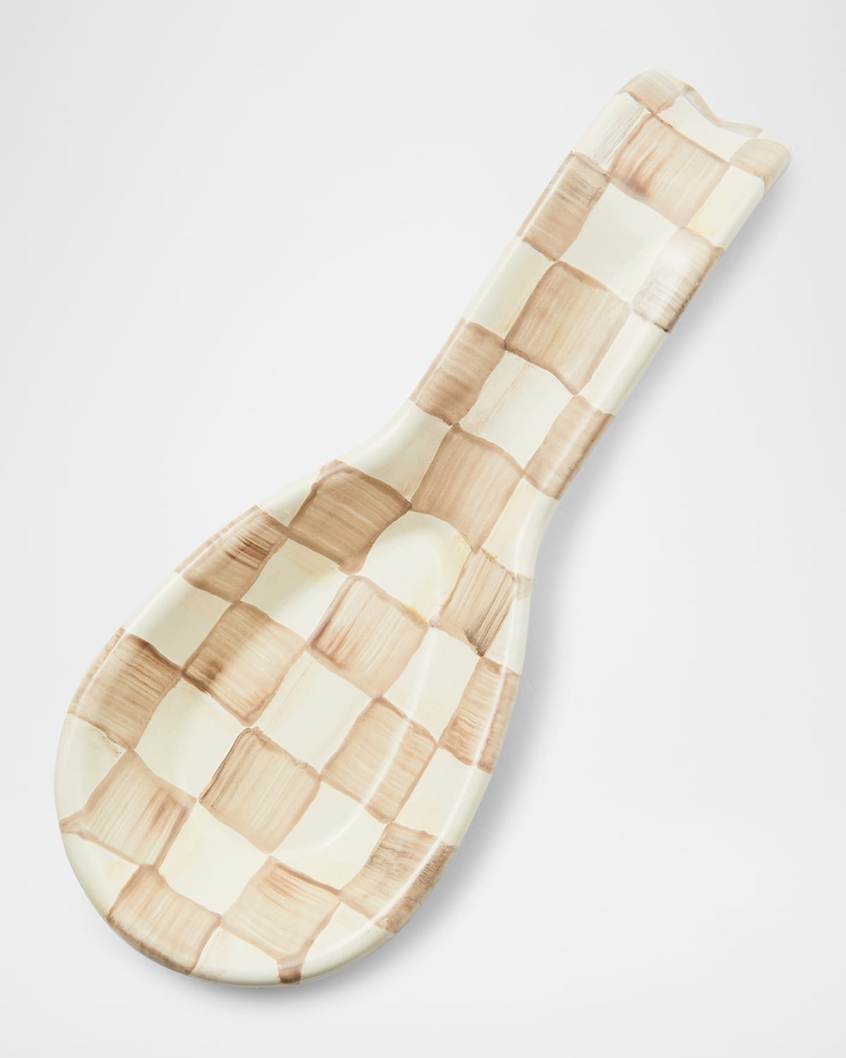 MACKENZIE-CHILDS MOCHA CHECK SPOON REST 