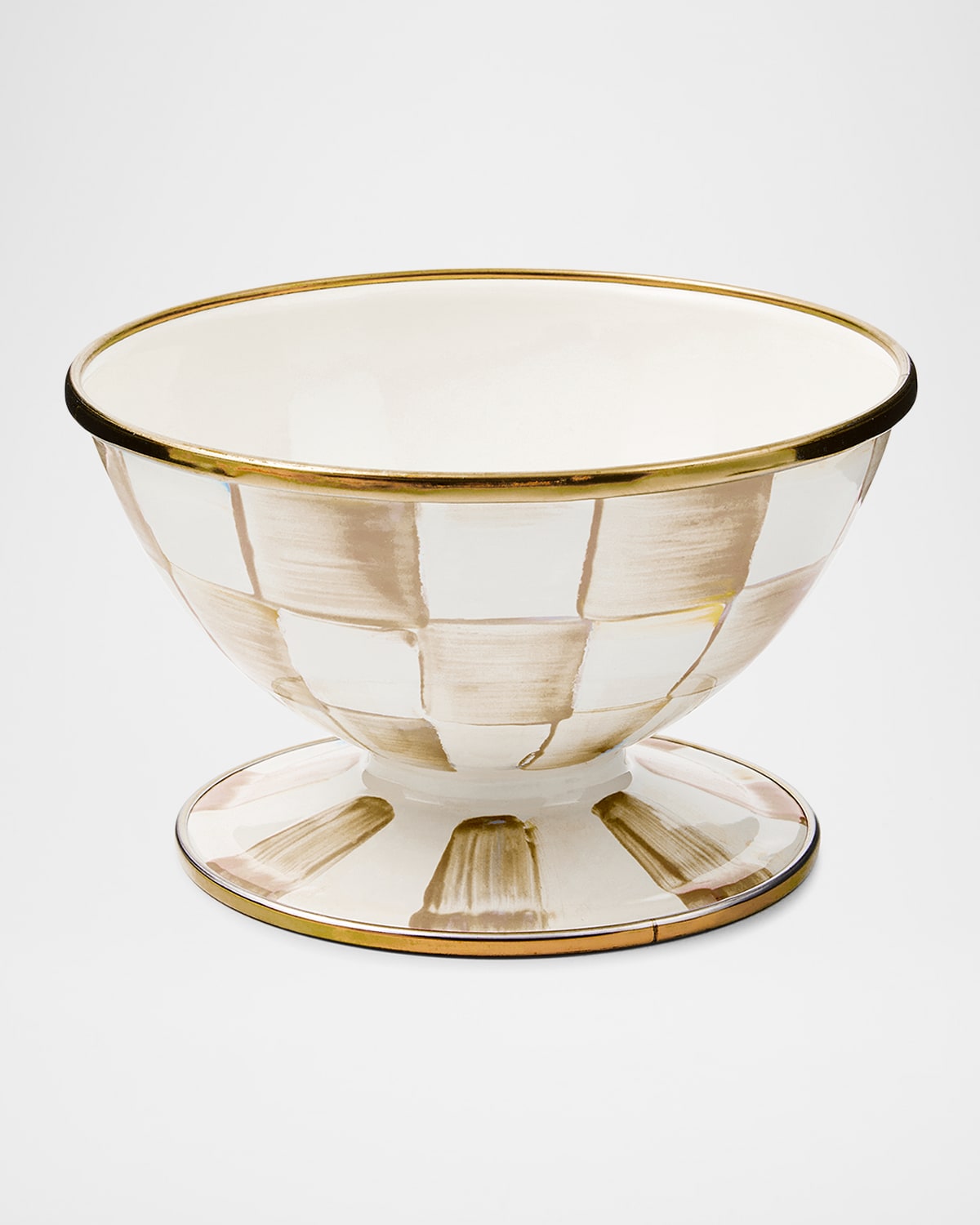 Mackenzie-childs Mocha Check Ice Cream Dish