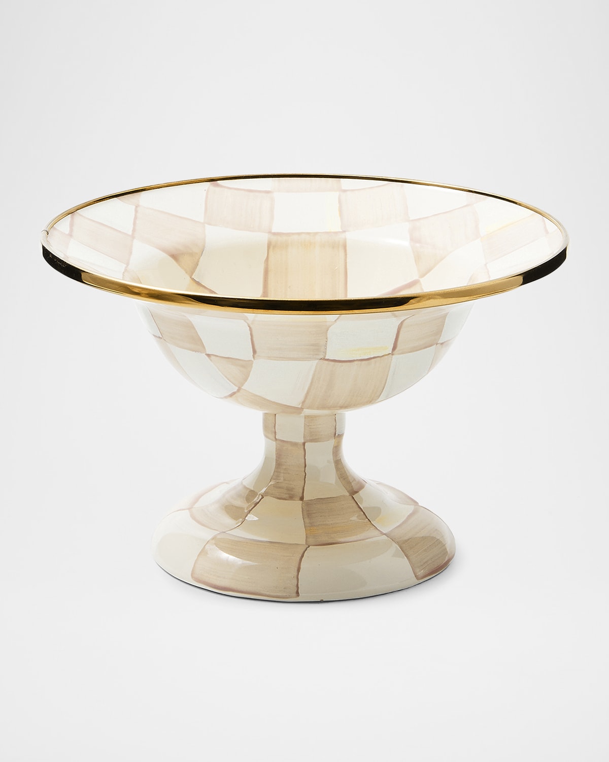 Mackenzie-childs Mocha Check Small Compote Bowl