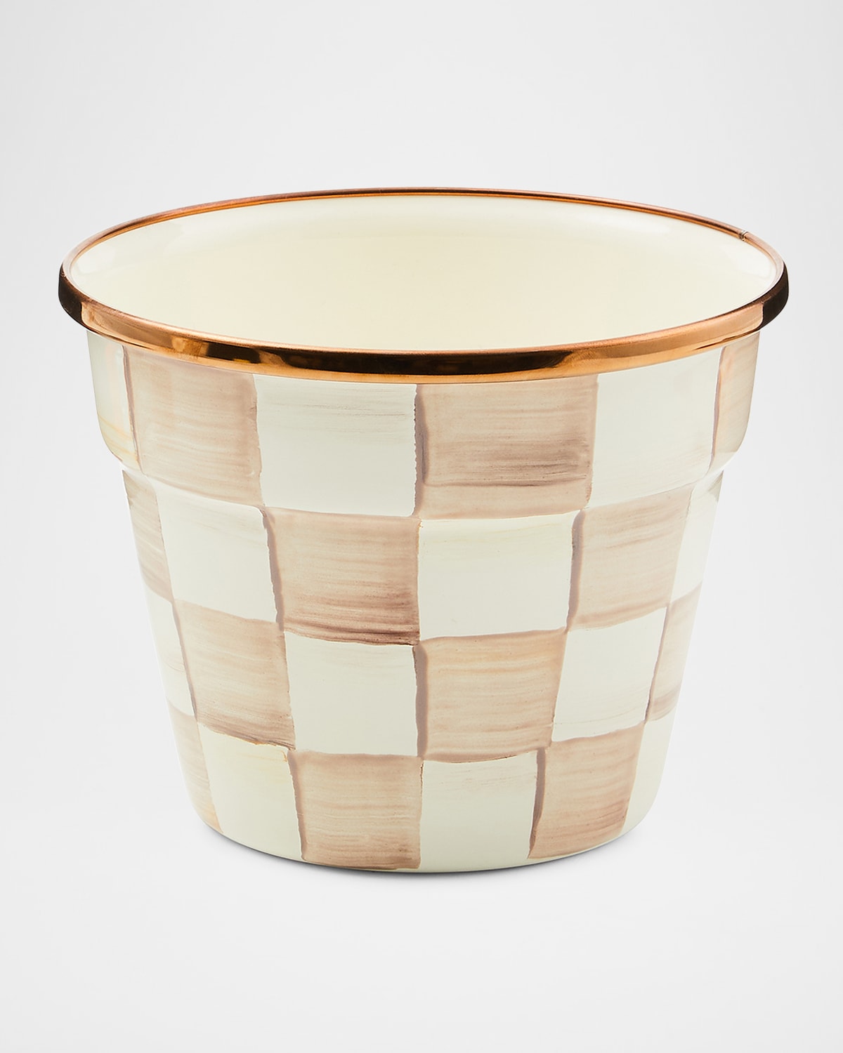 Mackenzie-childs Mocha Check Small Garden Pot