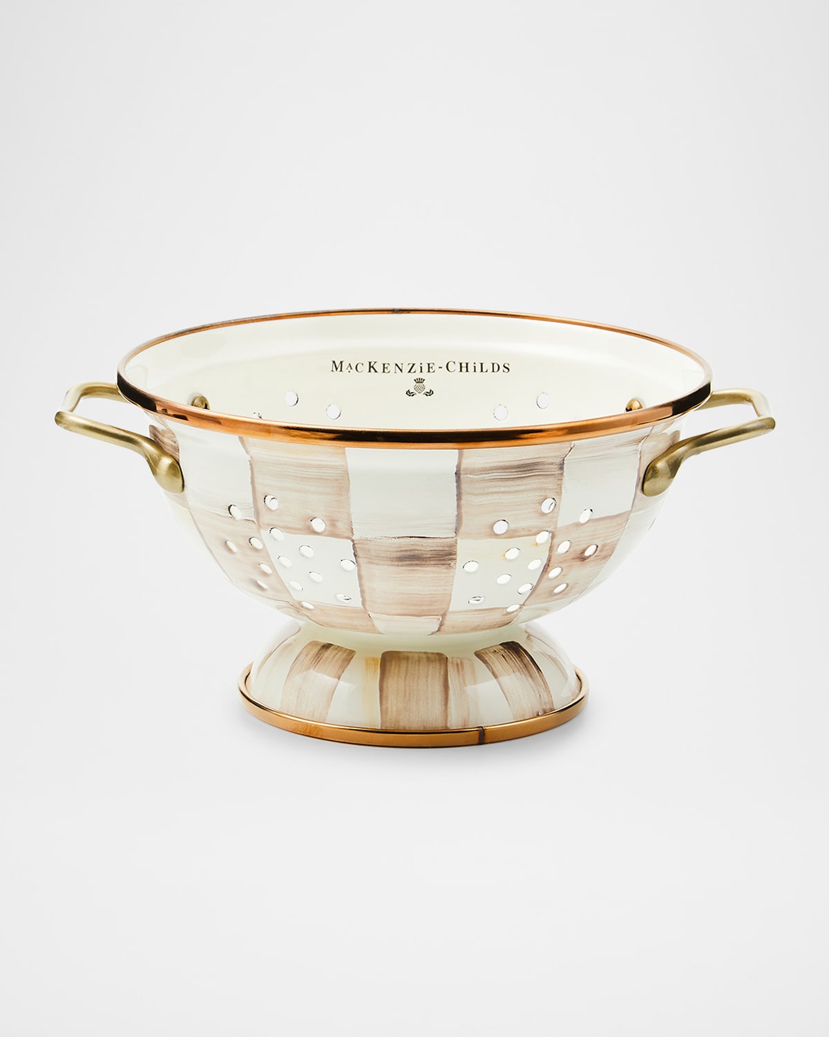 Mackenzie-childs Mocha Check Small Colander