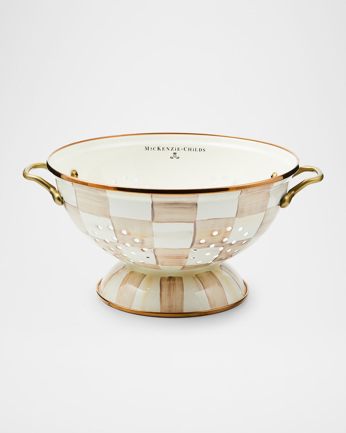 Mackenzie-childs Mocha Check Large Colander
