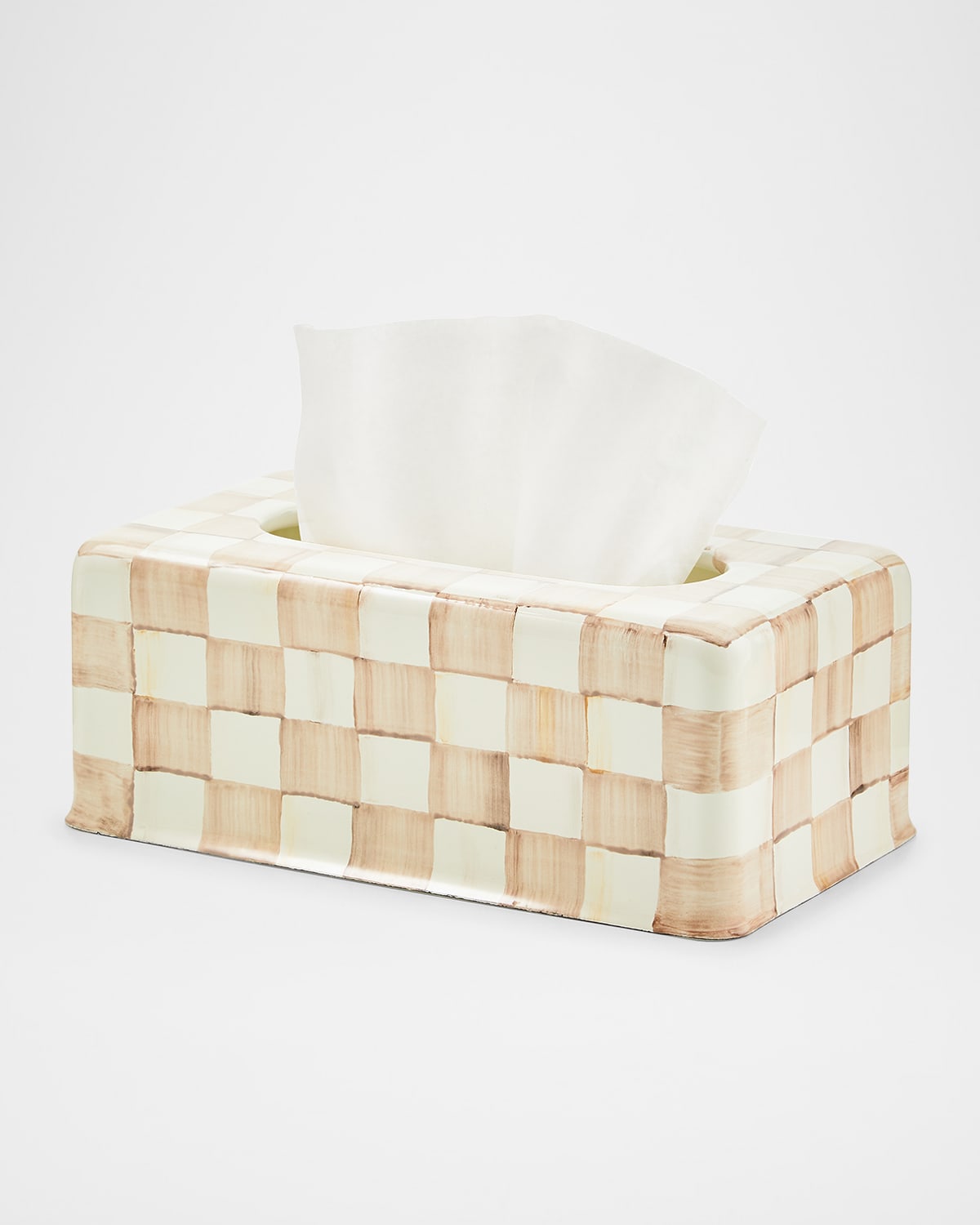 Mackenzie-childs Mocha Check Standard Tissue Box Cover