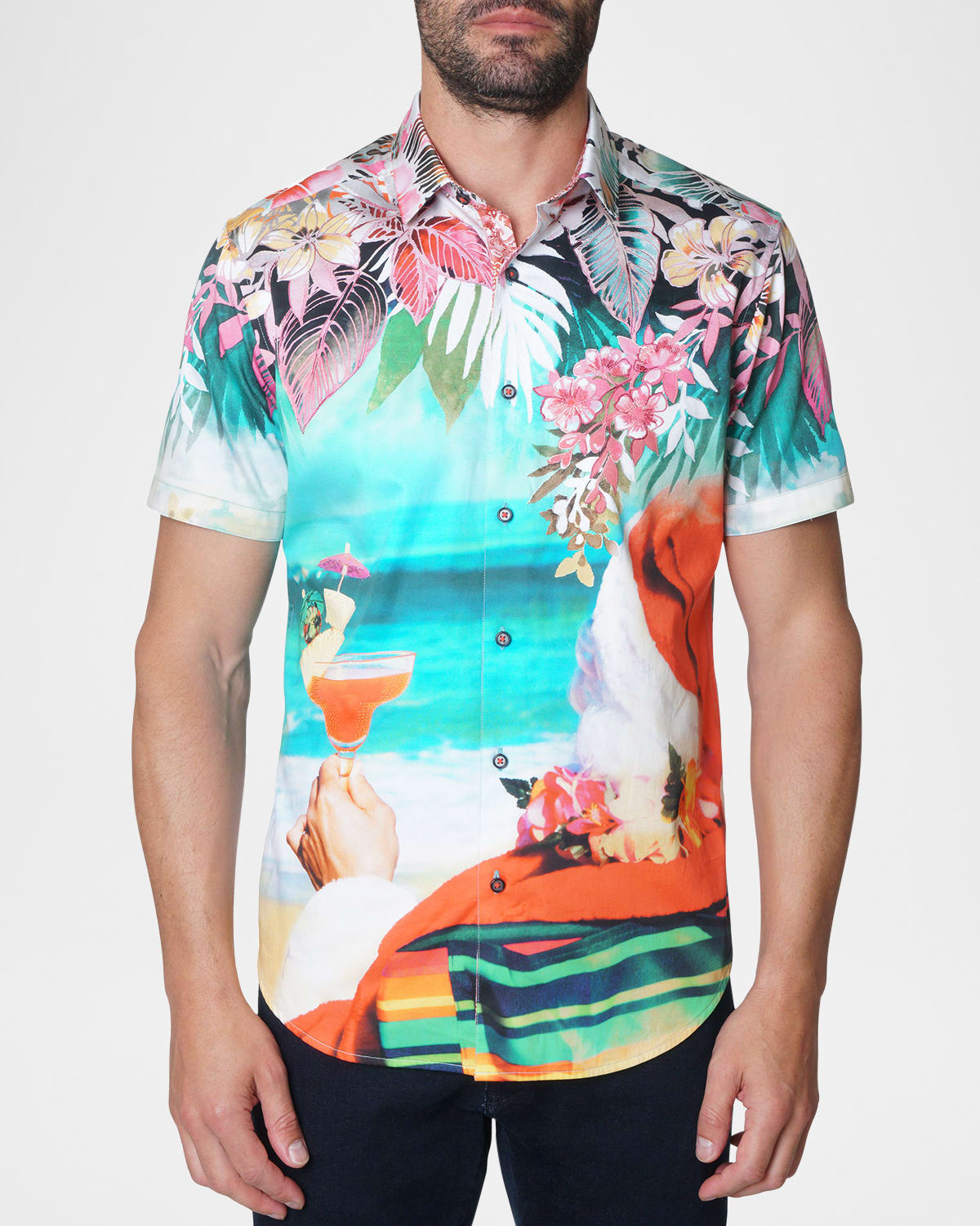 Robert Graham Beach Santa Cotton Printed Classic Fit Button Down Shirt In Multi