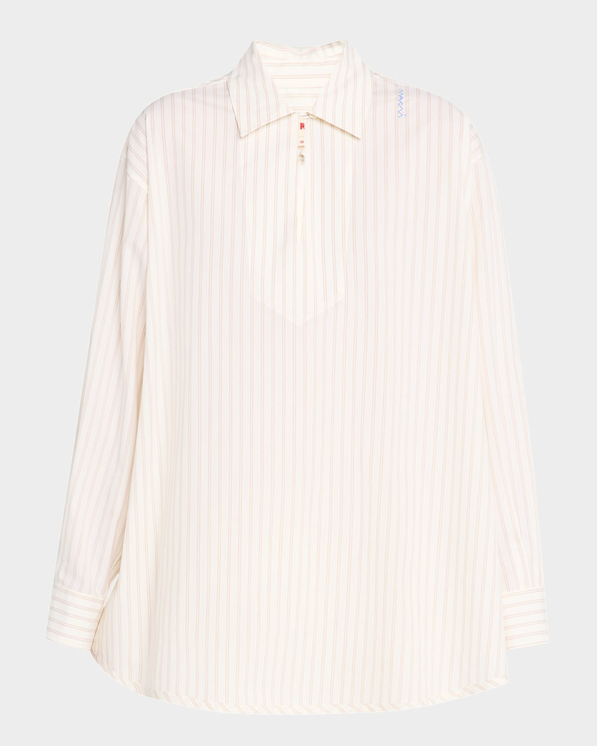Marni Striped Collared Top In White Sand